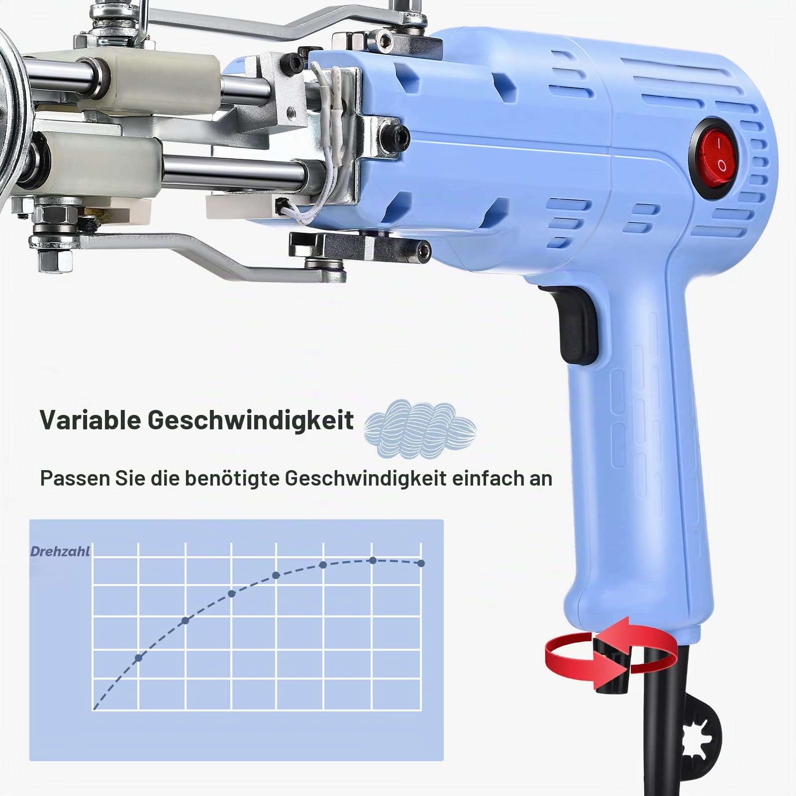 Tufting Gun 2 in 1, Aomdom Pistole Tufting Gun 5-40 Schritte Tufting Gun Kit 7-21 mm Elektrische Tufting Machine für Handwerk Teppich Kleidung DIY Geschenk