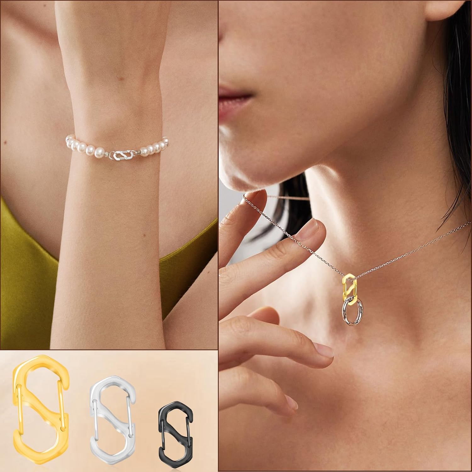 10Pcs Double Opening Lobster Clasps Necklace Shortener Clasp Bracelet Clasps and Closures Stainless Steel Necklace Clasp S Lock Chain Shortener for Necklace Bracelet Connector Jewelry Making(Silver,M) - Image 2