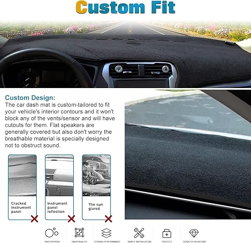 Miniatura 4 de Xotic Tech - Alfombrilla para consola central precortada, antideslizante, protector solar antirreflejos, cubierta negra, compatible con Ford Fusion