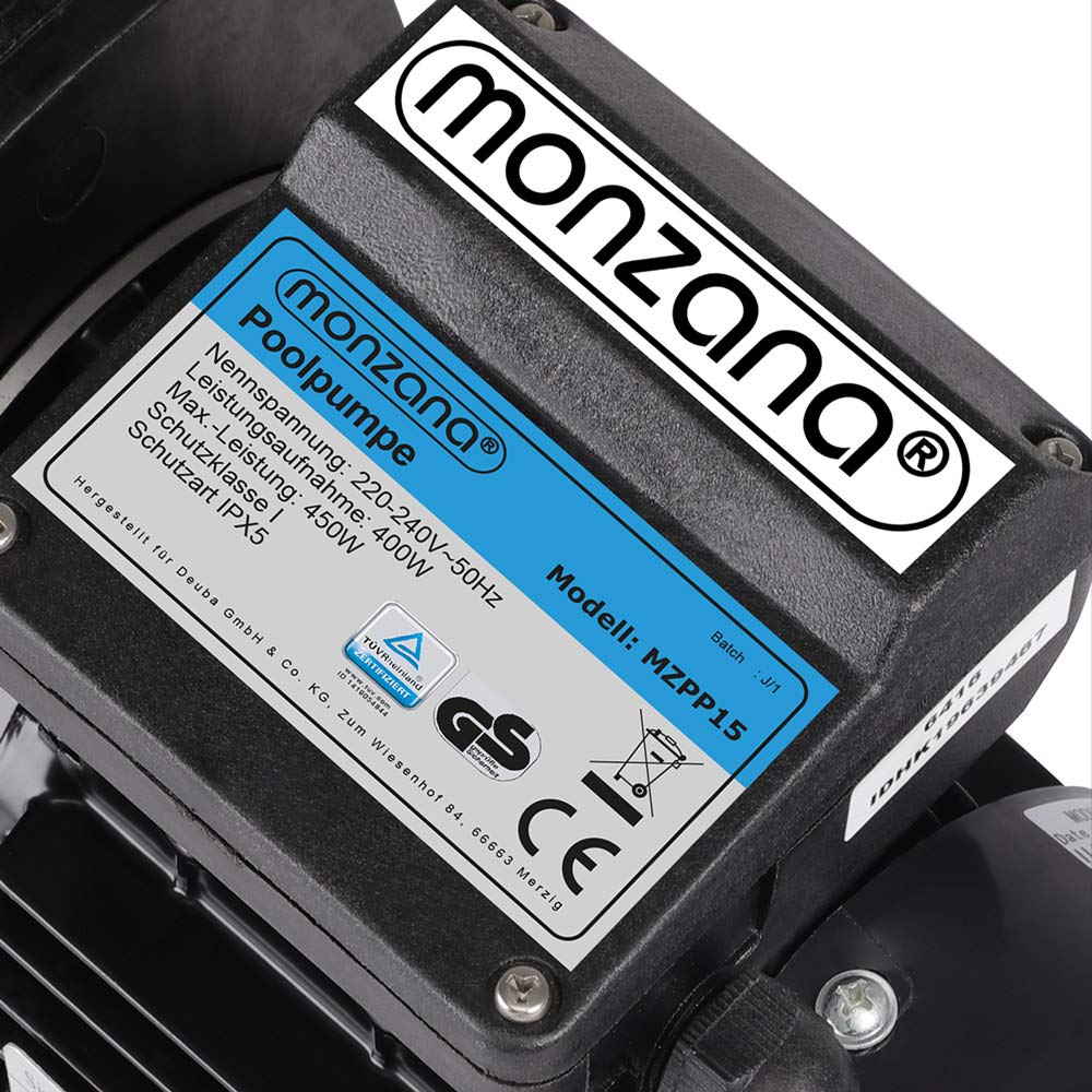 MONZANA® Pompe de piscine 9.960 l/h préfiltre pompe de filtration circulation système filtre à sable hauteur levage 9m pompe piscine filtre à sable