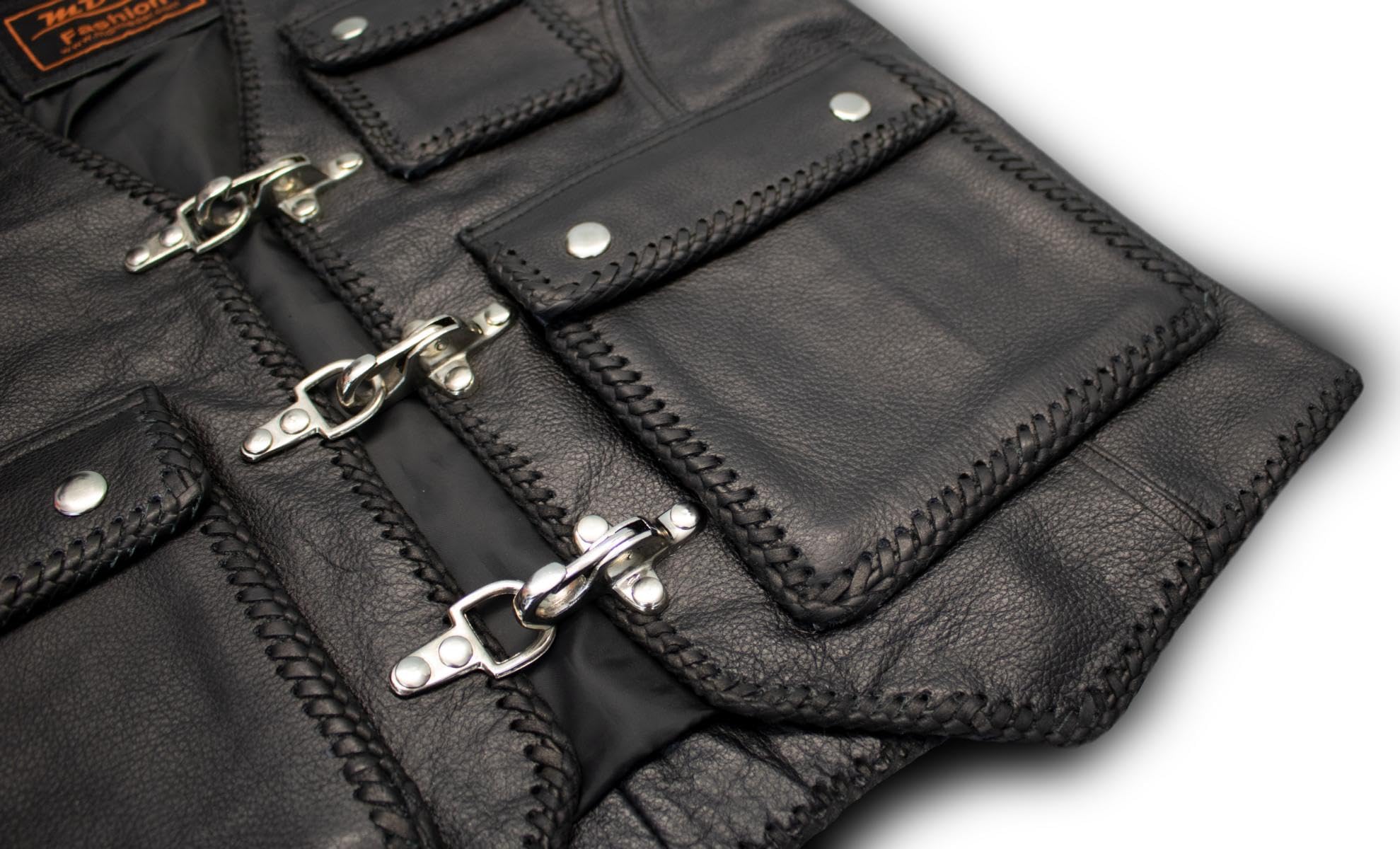 MDM Gilet Giacca Uomo in Pelle Biker Moto