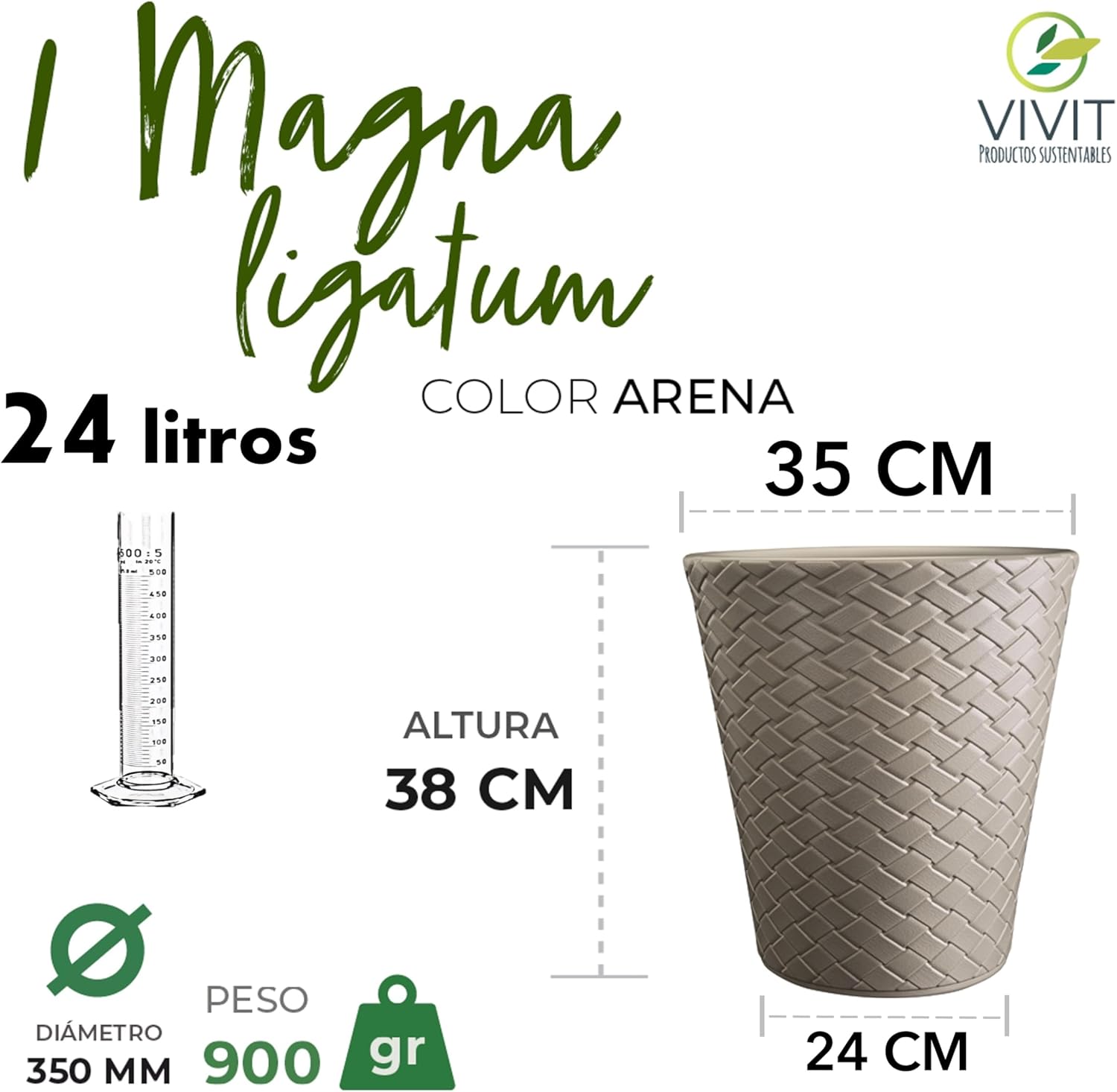 Set of 3 Magna Ligatum 24 Litre Sand Pots