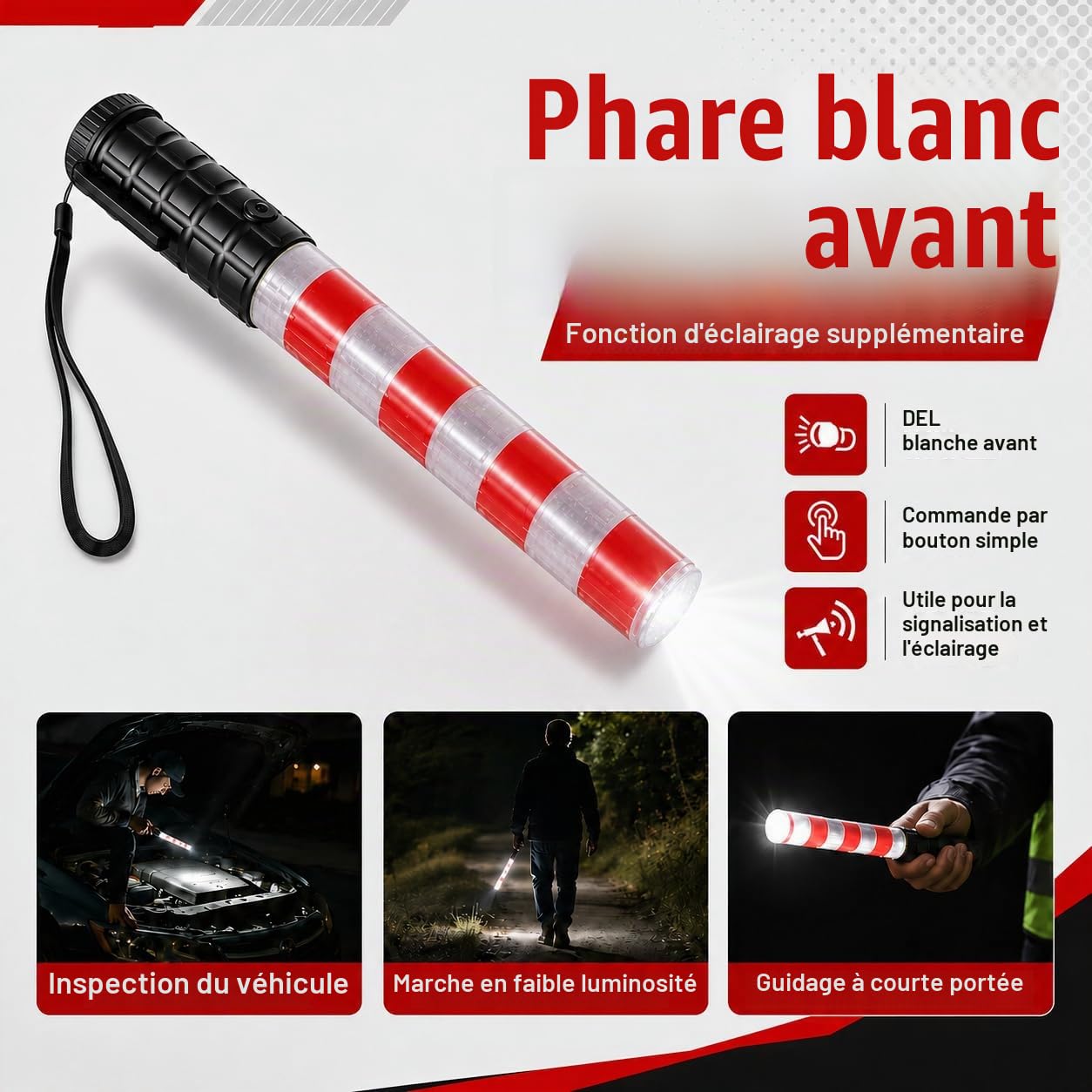 Bâton de Circulation Clignotant LED, 30cm Bâton Lumineux de Signalisation, Baguette Trafic Signal, pour Contrôle de Circulation, Signalisation Routière, Concert