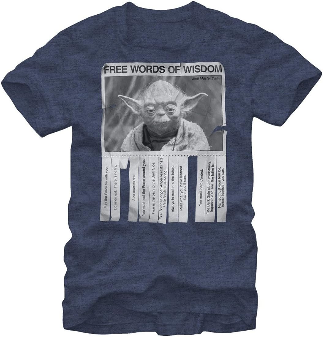 Star Wars Young Men's Words of Wisdom T-Shirt, Premium Navy