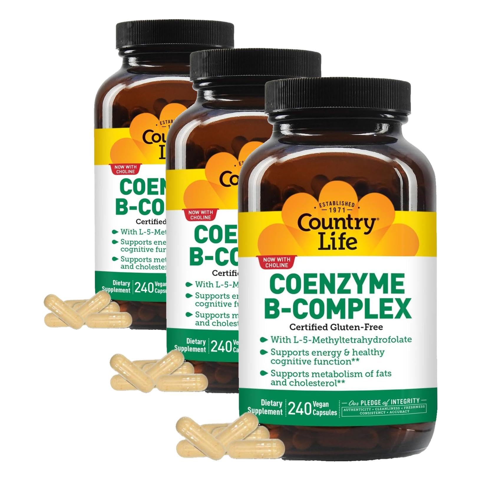 Country Life Coenzyme B-Complex with Methylfolate and B12, 240 Capsules (Pack of 3) Unflavored 240 Count (Pack of 3)