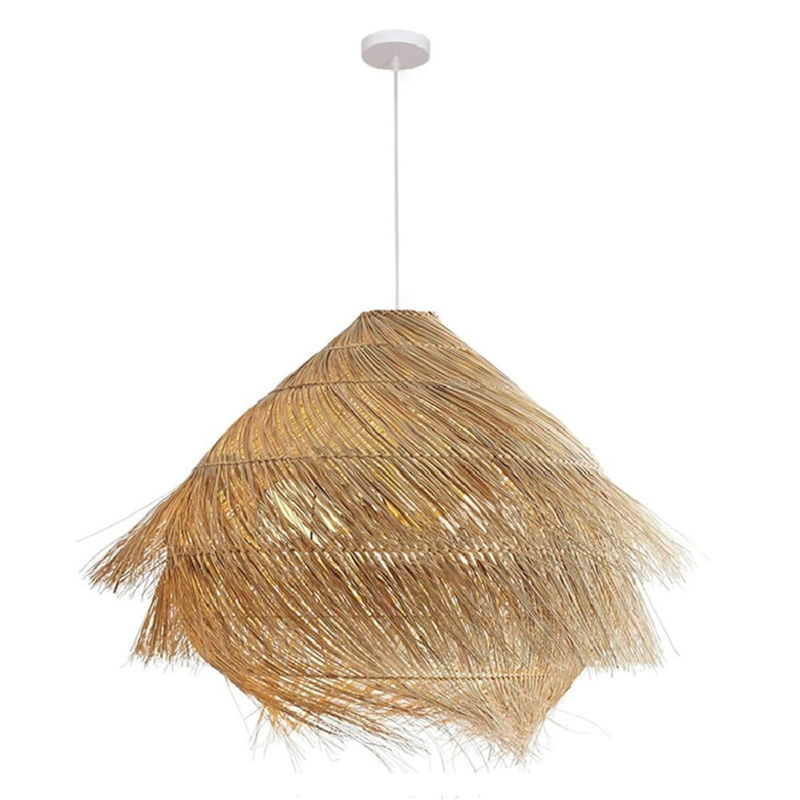 KHUKHU Wicker Pendant Light E27 Hanging Lights Rattan Hanging Lamp Wicker Woven Basket Lampshade,Farmhouse Industrial Boho Ceiling Light Fixture for Living Room Kitchen Island(45cm/17.7in)