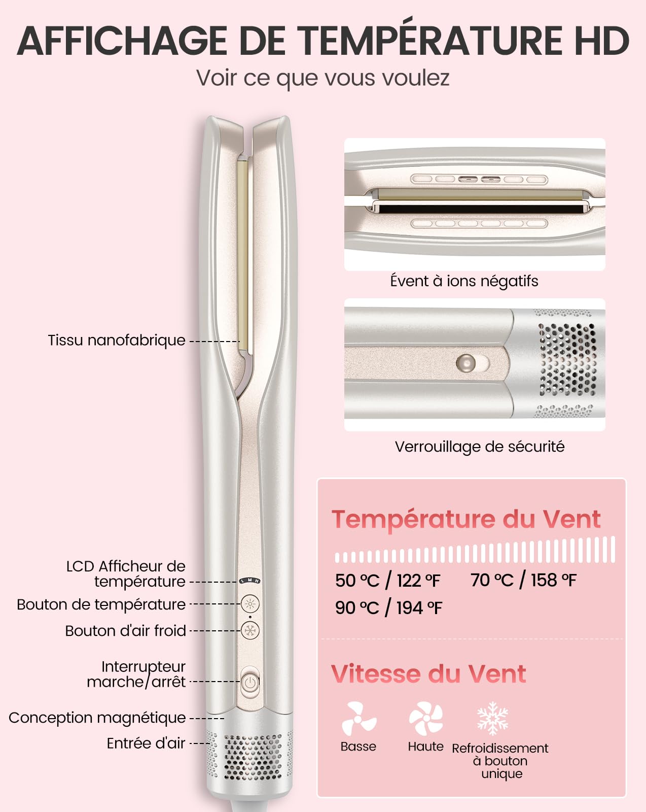 HOMEASY Lisseur Cheveux 2-en-1 : Séchage + Lissage Instantané - Fer à Lisser Professionnel, Technologie Lonique & Nanofibre, 3 Températures + 2 Vitesses, Écran LCD - Lisseur Boucleur Pour Tous Cheveux