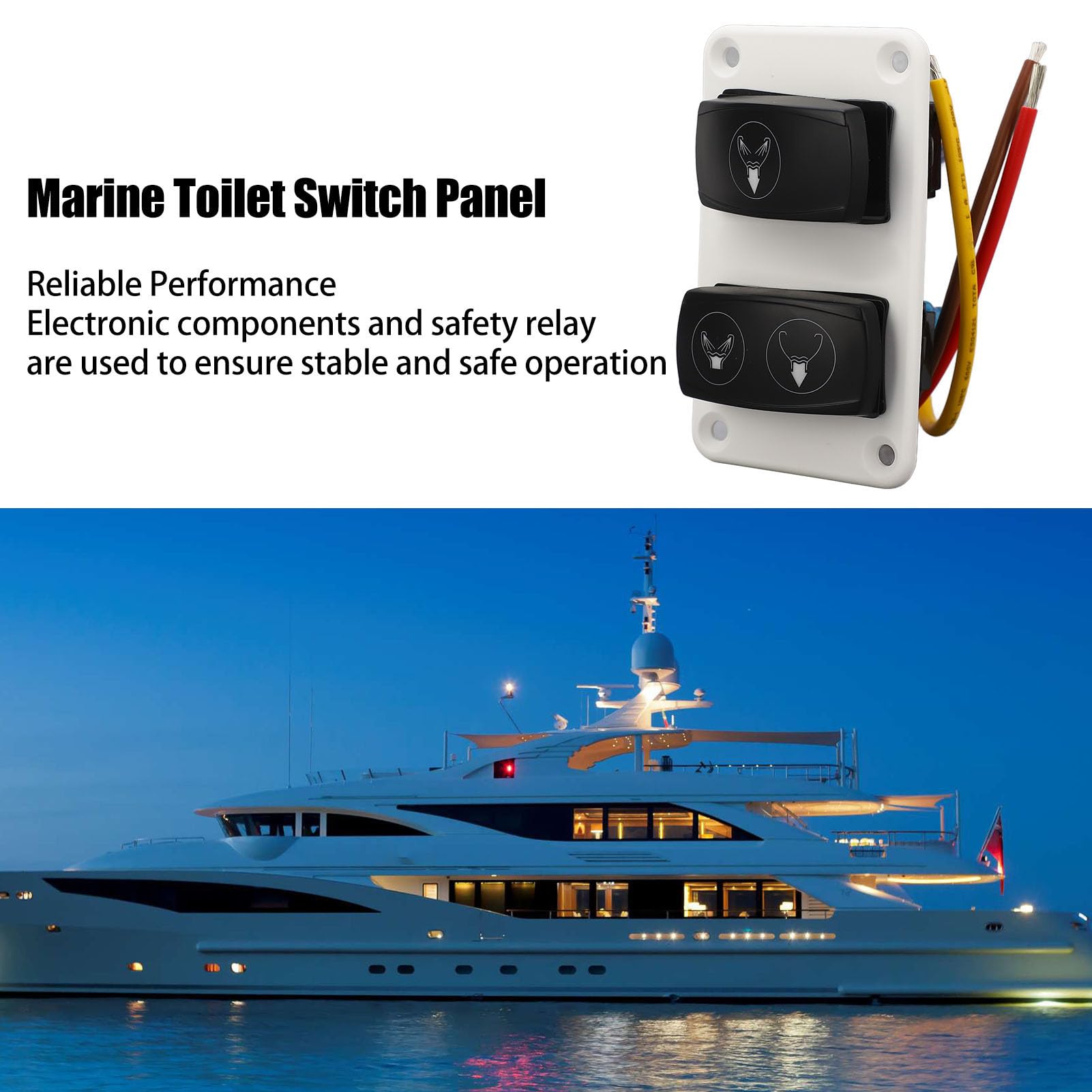 Panel de Interruptor de Inodoro Marino, Interruptor Basculante ABS para Yates, Barcos, Vehículos Recreativos con Respuesta Rápida, Control de 3 Vías DC12 24V