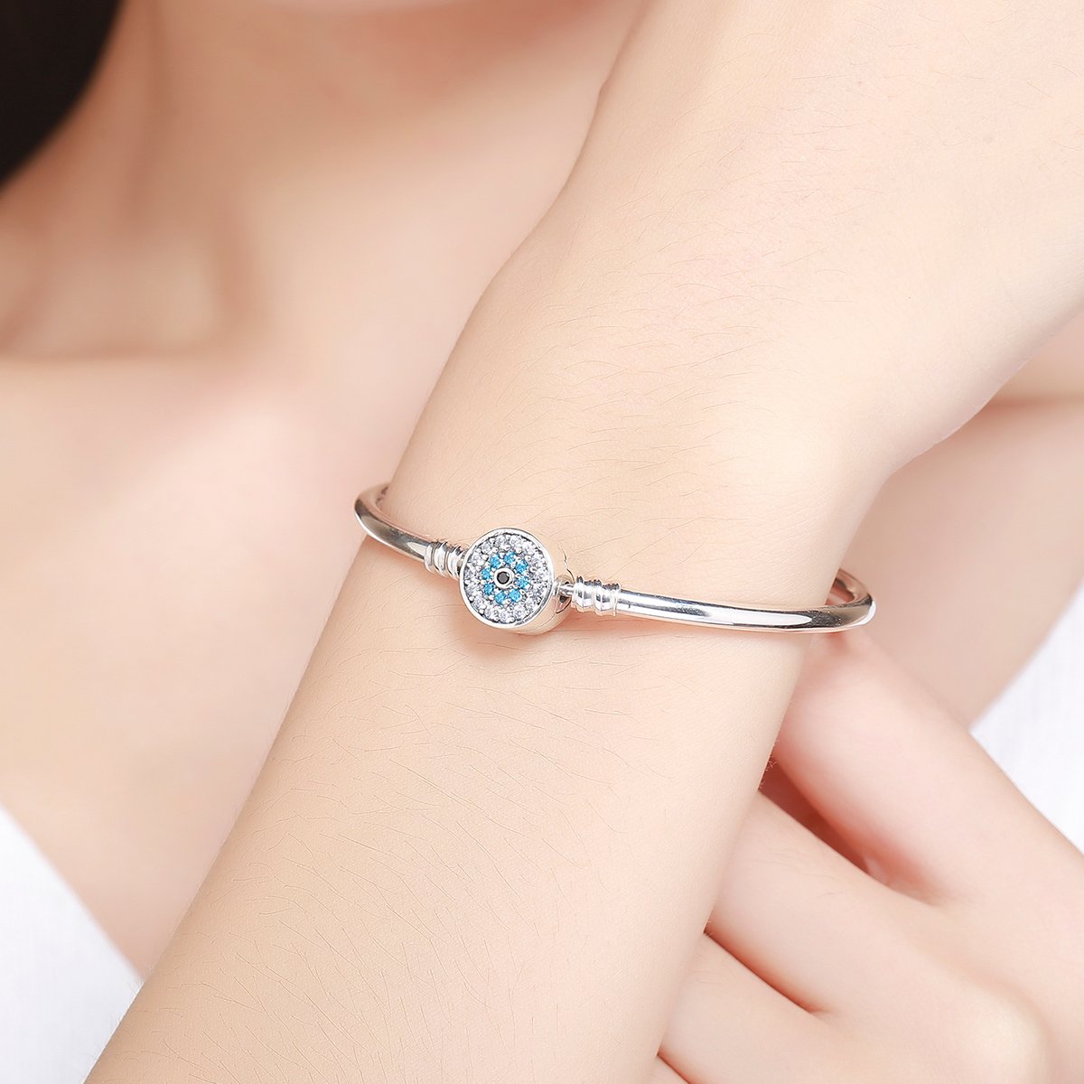 Pulsera De Cadena De Serpiente De Plata Esterlina Con Ojo Bracelet