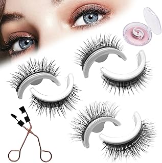 Miss Actually Eye Lash, Icerostma Eyelashes, Banrlopu Eyelashes, Banrlopu Reusable Self Adhesive Eyelashes Waterproof, Lash Buddy Self-Adhesive Eyelashes, Natural Look (3#+4#+5#)