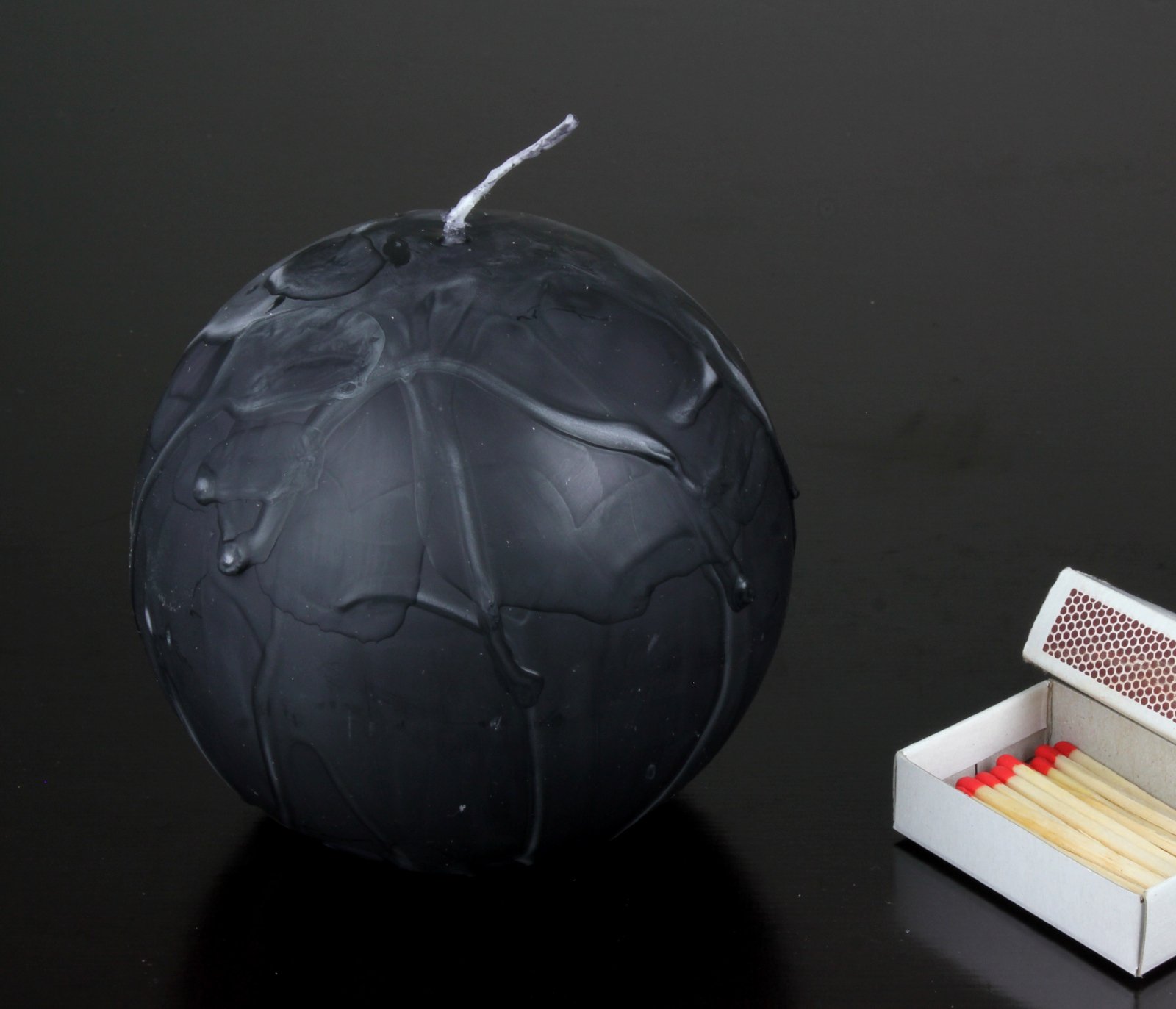 Candele Patina Safe Candle marca candele candele avvento candela sfera palla circa 100 mm Nero Grigio Scuro 4 PZ.