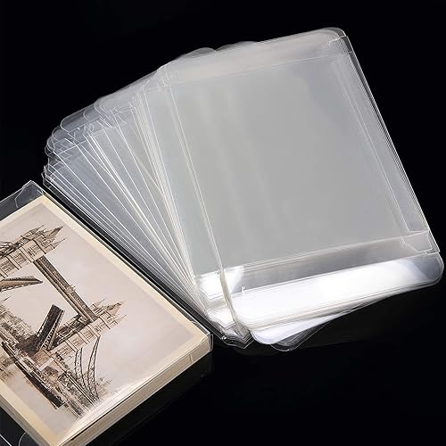 Miniatura 2 de 100 paquetes de cajas de cristal de plástico transparente para tarjetas de felicitación, fundas de almacenamiento de fotos, diseño plegable suave
