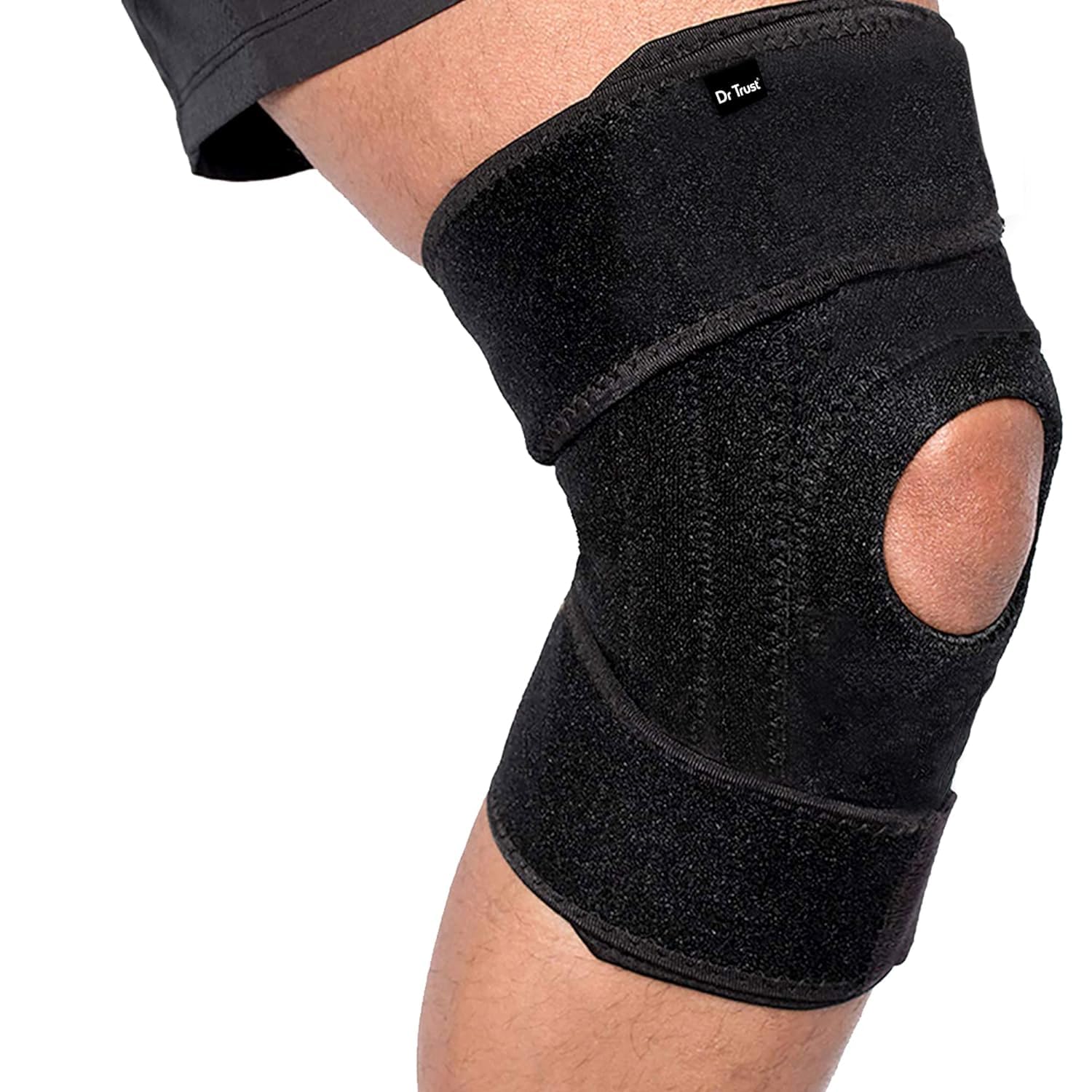 Dr Trust USA adjustable Knee Protector with Open Patella for men and women knee Support Pain relief_334(Black)