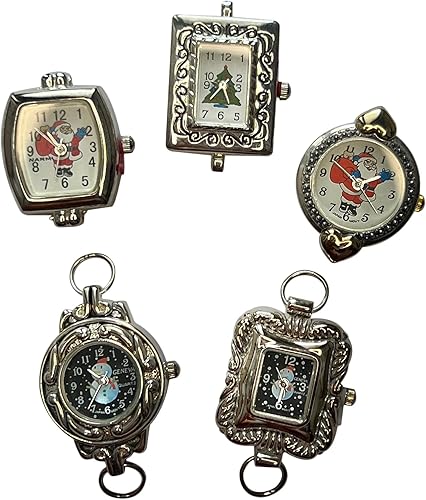 NIMI Juego de 5 piezas de Navidad y esfera de reloj rojo para abalorios y fabricación de joyas (Navidad)