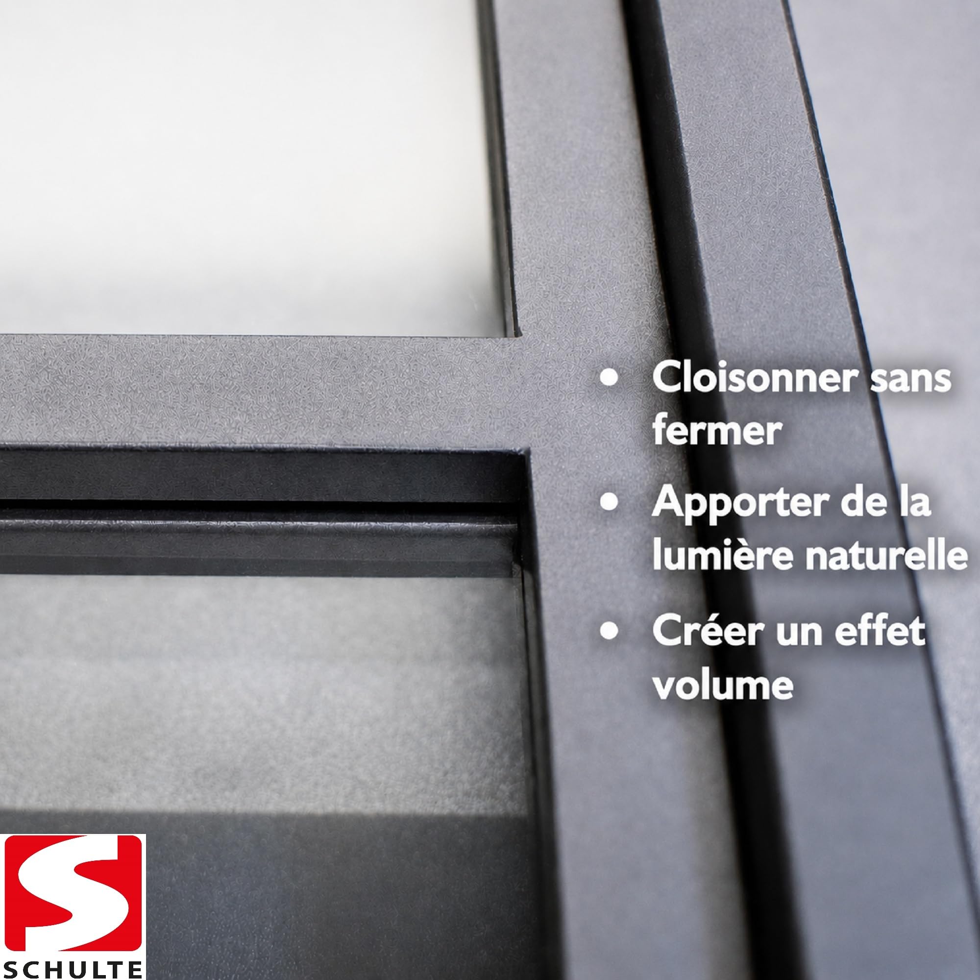 Schulte verrière fenêtre intérieur h.130xl.153 cm, 5 vitrages, cadre noir | style atelier carreaux transparents prête à poser