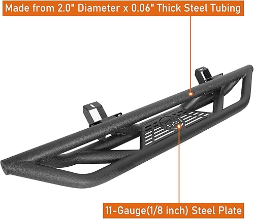 Miniatura 6 de Hooke Road JL - Estribos laterales de 2 puertas Tubular Nerf Step Bar Armor Rock Slider Rail para Jeep Wrangler JL 2018 2019 2020 2021 2022 2023 2024