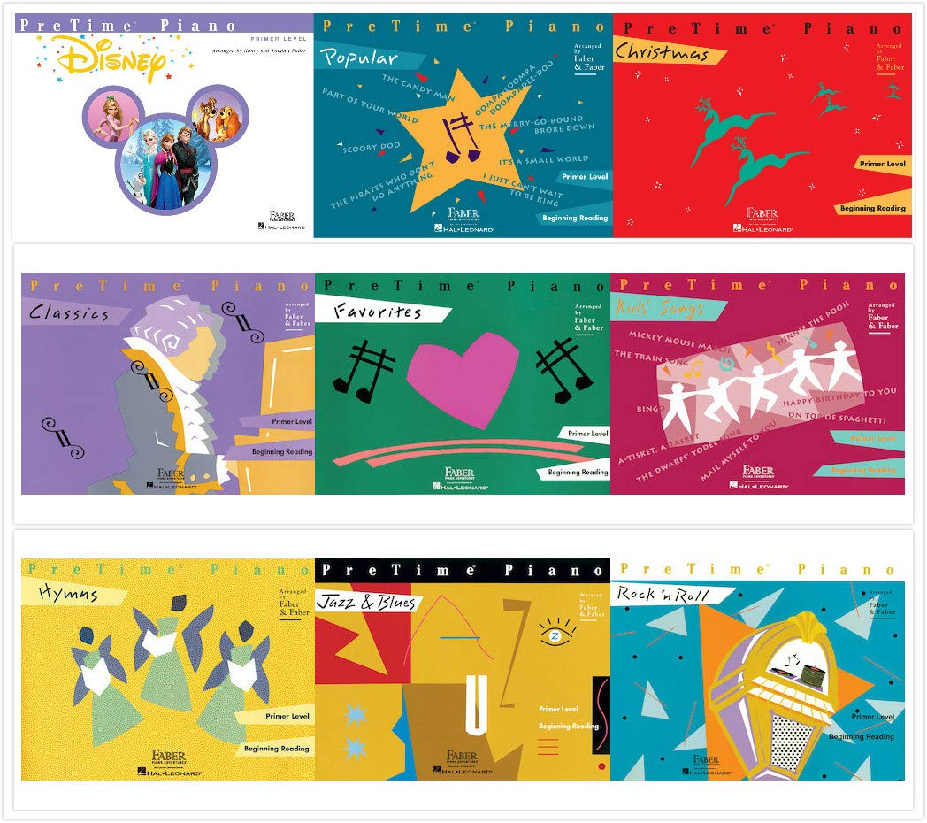 Faber Piano Adventures PreTime Piano Primer level Books Set (9 Books) - Disney, Christmas, Favorites