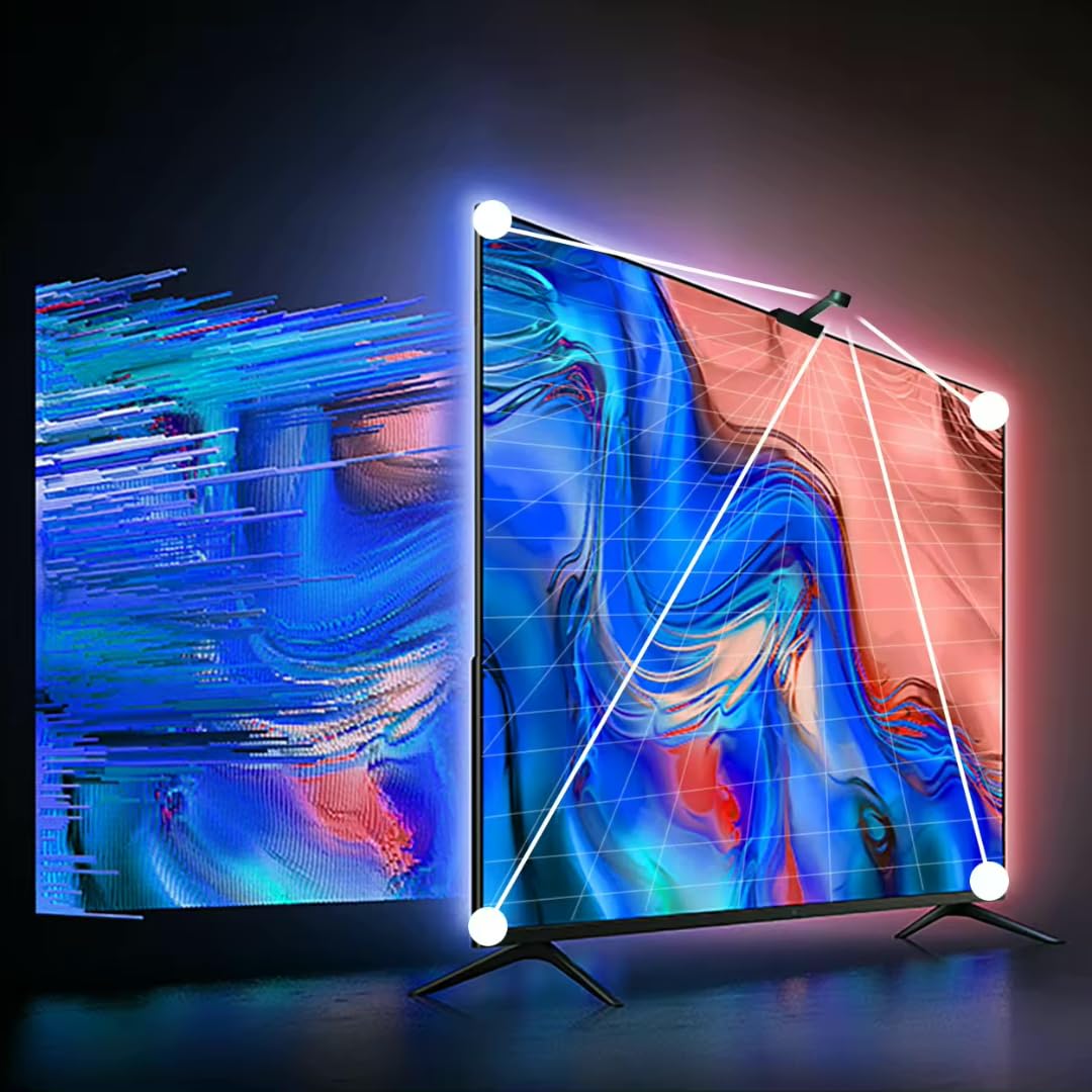 SPACE DOG Retroilluminazione TV LED Smart con fotocamera, sincronizzazione per TV da 140-165 cm, lunghezza 3,8 m, striscia LED TV Wi-Fi RGBICW, controllo vocale e app (3,8 m (per TV da 140-165 cm))