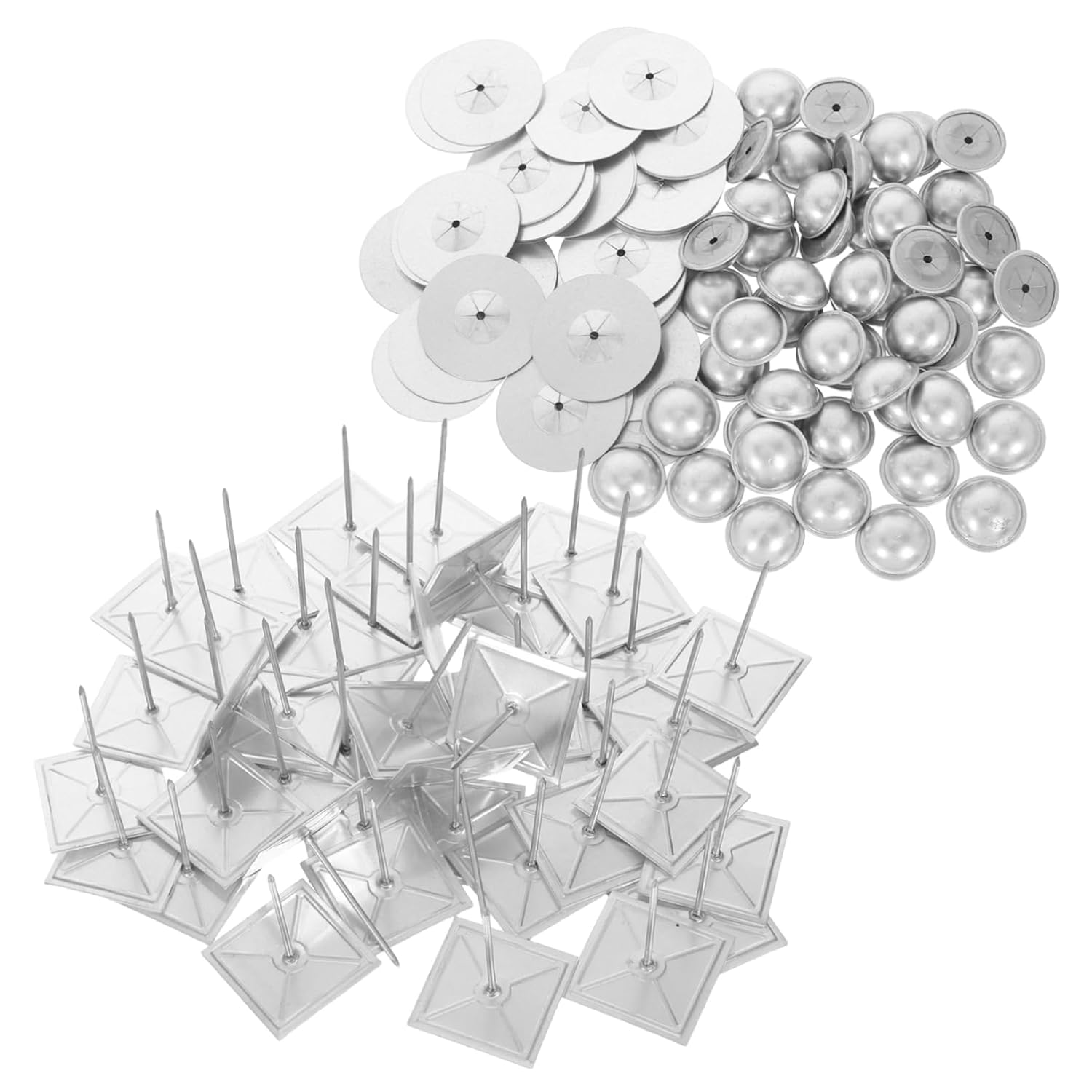 POPETPOP 50 Sets Dome Cap Washers Self Adhesive Aluminum Thermal Pins for Foam Board Insulation for Wall Ceiling and Floor Applications Enhanced Stability Quick Installation
