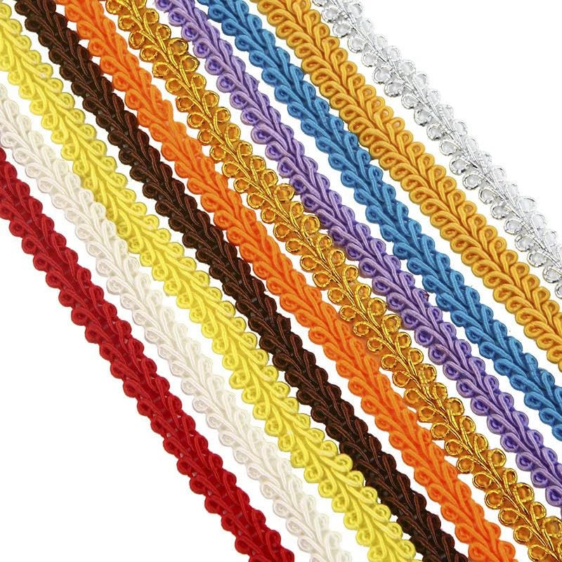 Koronkowe wykończenie z plecionej bawełny | Wielokolorowe 12mm 40 jardów krzywa bawełniana koronka ślubna rzemiosło krawieckie(Beige)
