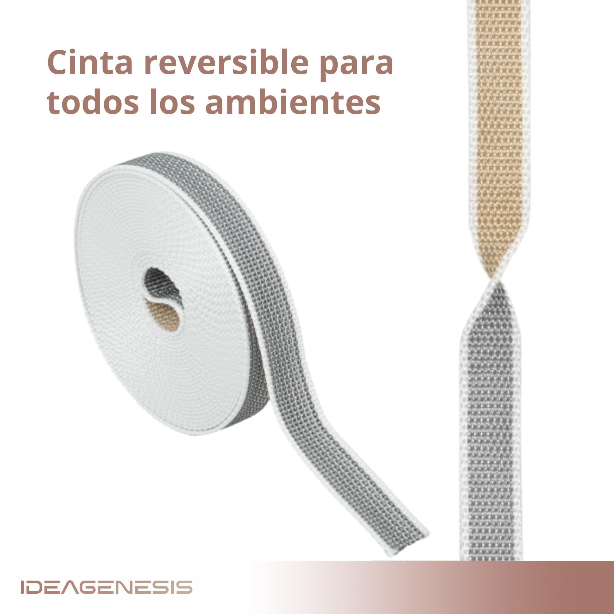 IdeaGenesis - Roller blind for installation on site and nylon tape for roller blinds, White Reversible Tape, Grande - Image 3