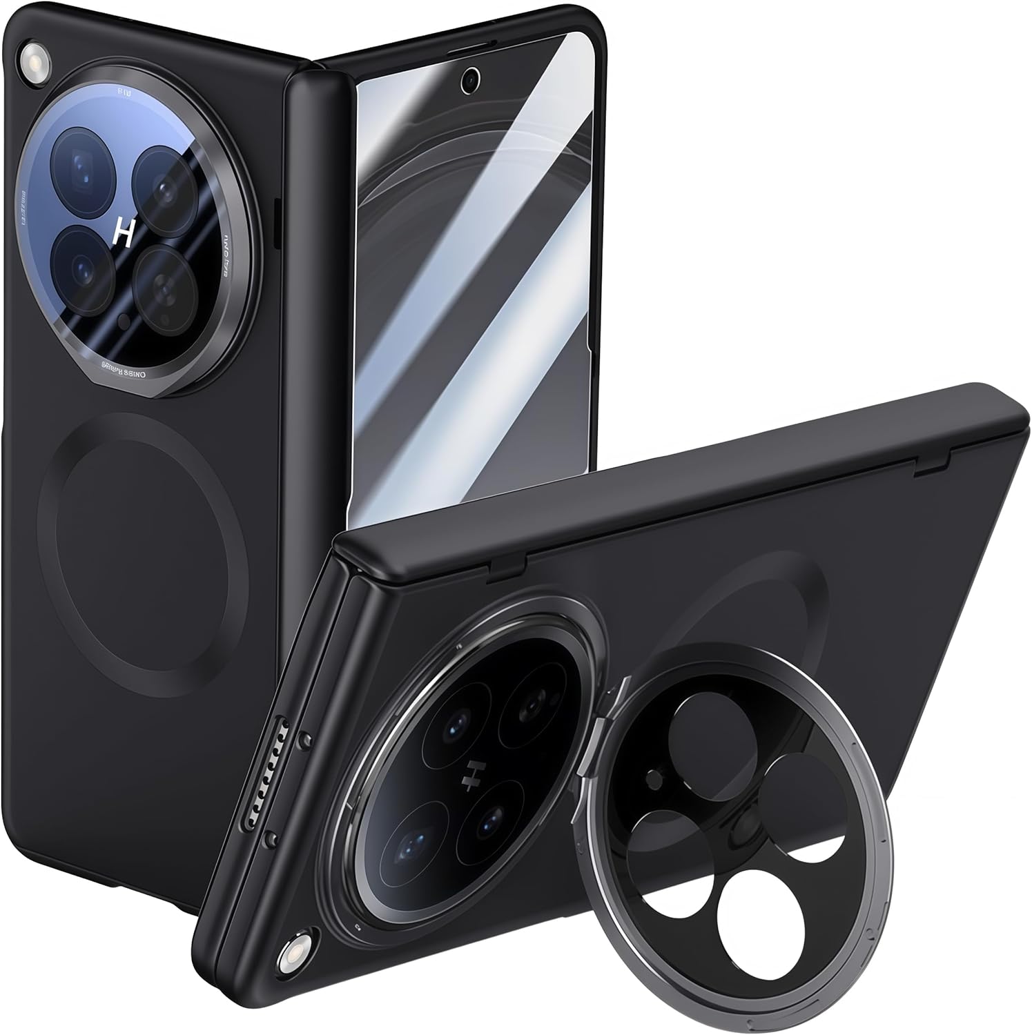 Case for Oppo Find N6, Shock and Drop Resistant, Lens and Hinge Protection, Built-in Screen Protector and Stand, Wireless Charging Compatible (Black)