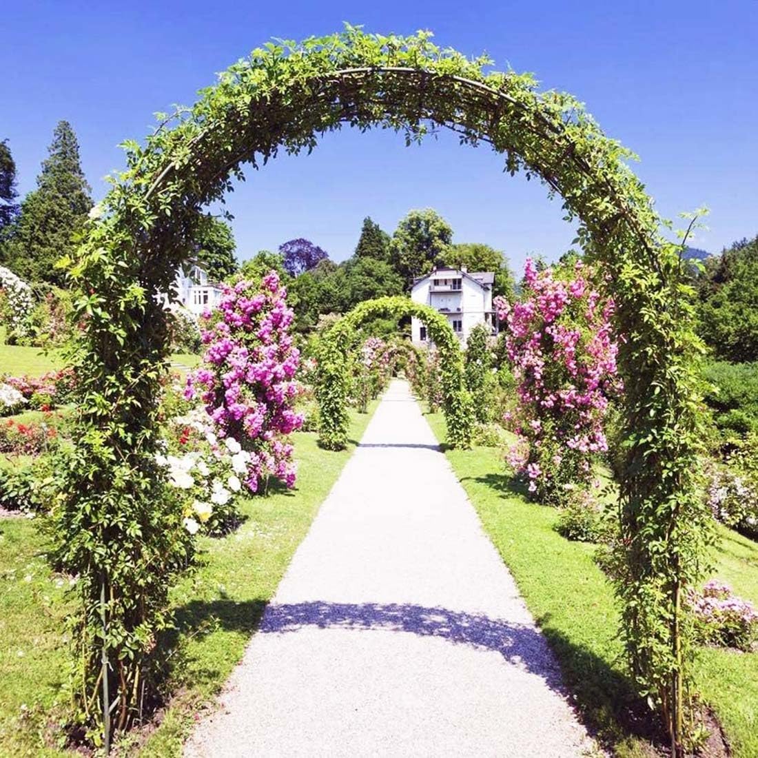 Gartenbogen 80cm bis 350cm breit Rosenbögen Torbogen Rankhilfe für Kletterpflanzen Metall Gartenspalier,Rankenbogen Pergola Hochzeitsbogen für Garten Hochzeit(Grün,L80xW40xH200cm)