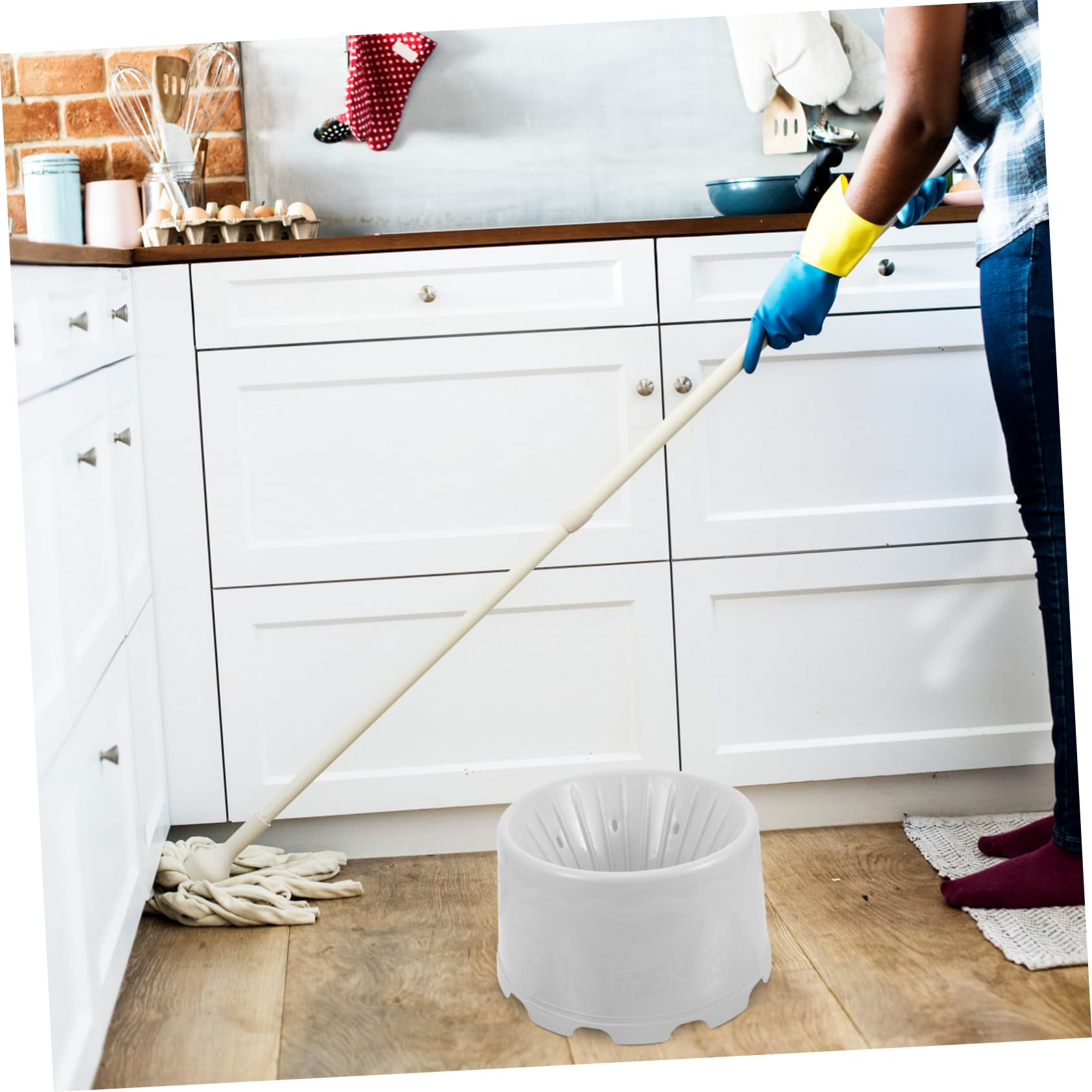 Cubo de Fregona de Plástico con Drenaje y Orificios Múltiples | Cesta de Secado para Mop, Uso en Baño, Diseño Multifunción para Vaciado de Agua