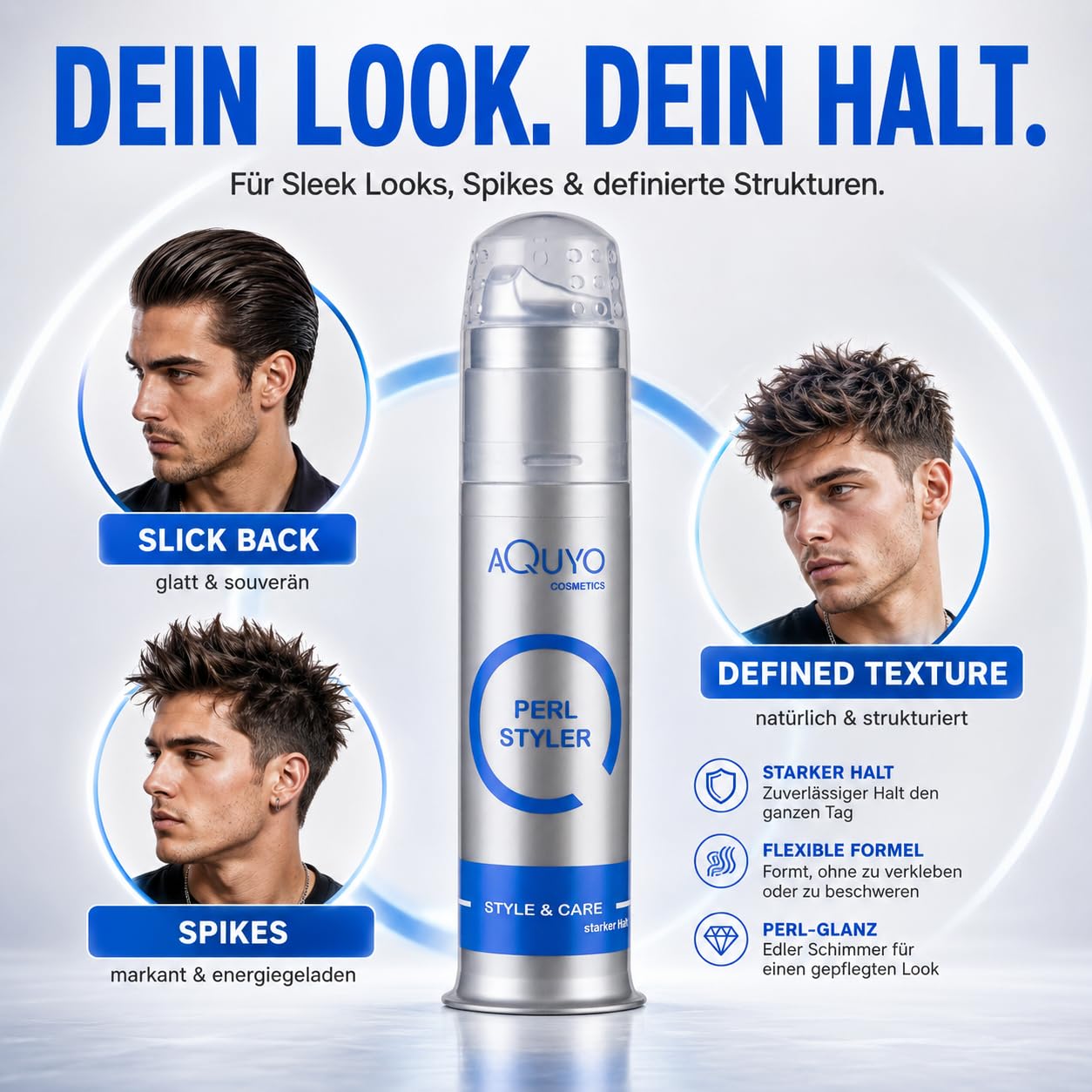 Perl Styler starker Halt, Haargel für Männer und Frauen, Gel zum stylen und formen der Haare mit Pearl Effekt, Styling und Glanz in Einem (6er Pack - 6x 100ml)