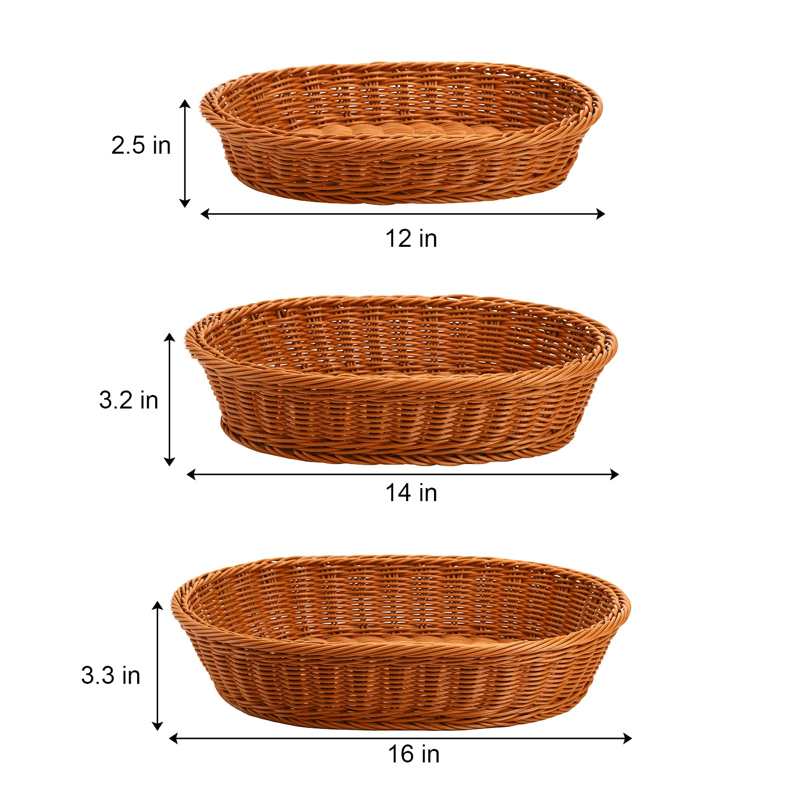 Set De 2 Cestas De Pan Trenzadas - De Plástico, 35x25x7 Cm, Ideales Para Servir Fruta, Pan, Snacks