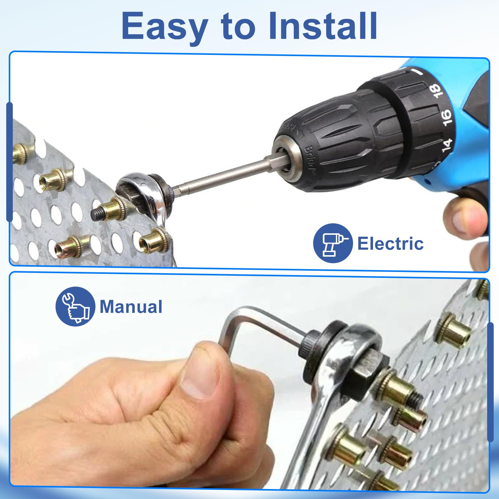 Set di pinze per dadi rivetto M3-M10, 6 pezzi con 60 dadi, strumento manuale