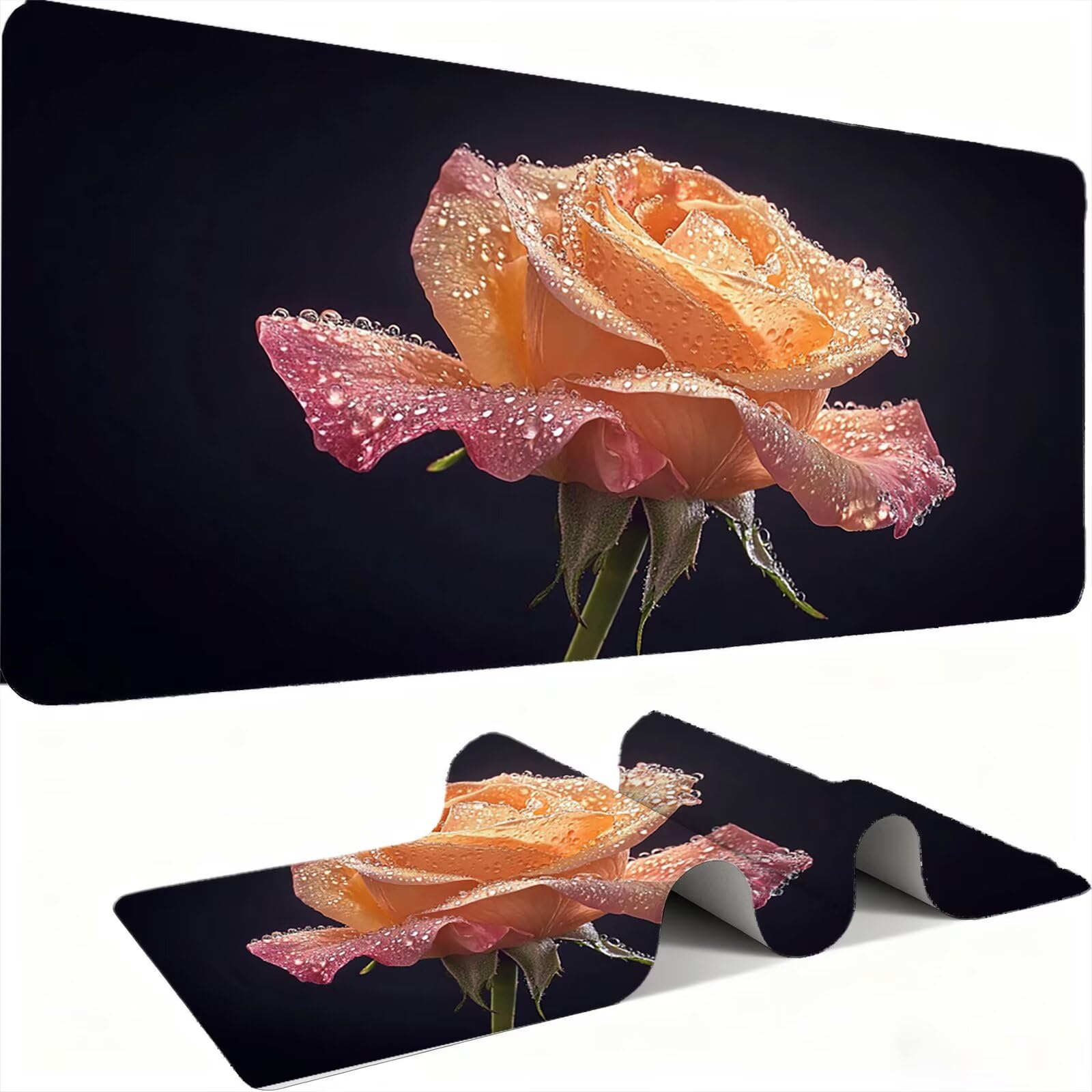 Podkładka pod mysz XXL w kwiaty/krajobrazie 1200 x 600 mm duża podkładka pod mysz szyte krawędzie wodoodporna antypoślizgowa duże rozszerzone akcesoria biurowe na PC, przenośna poprawia dokładność i