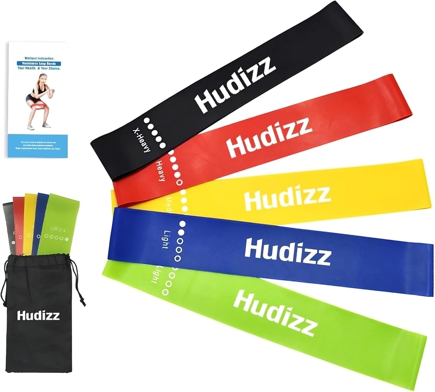 Resistance Bands, Fitness Exercise Loop Bands sets of 5 – with multiple Strength Levels – Ideal for Home Workouts, gym, Yoga, Pilates, and Strength Training – Includes Carry Bag