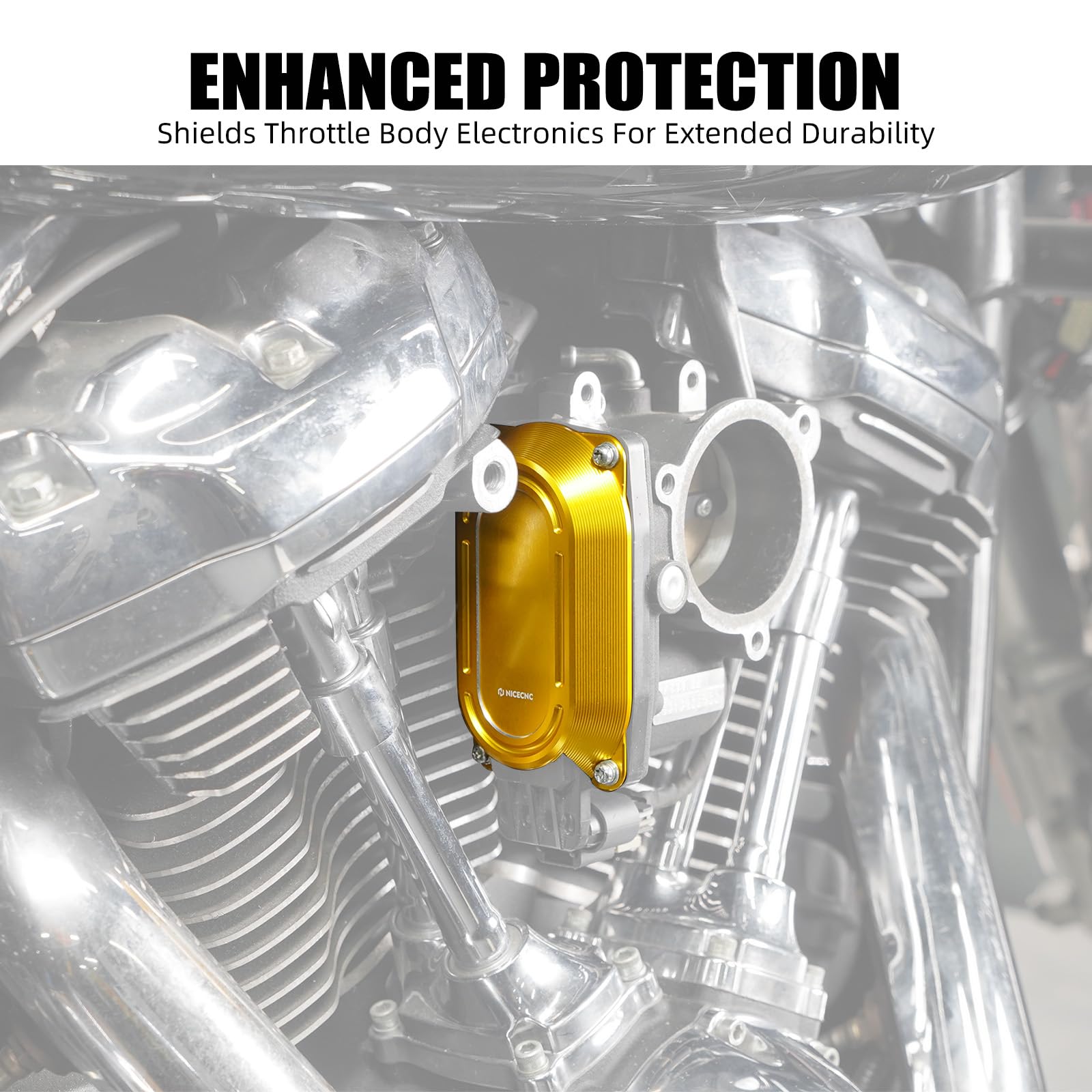 NICECNC Copertura per corpo acceleratore oro in alluminio CNC compatibile con Harley CVO Tri Glide FLHTCUTGSE 2020-2022, Road King Special FLHRXS 2017-2024, ricambio per 14420029, vedi accessori