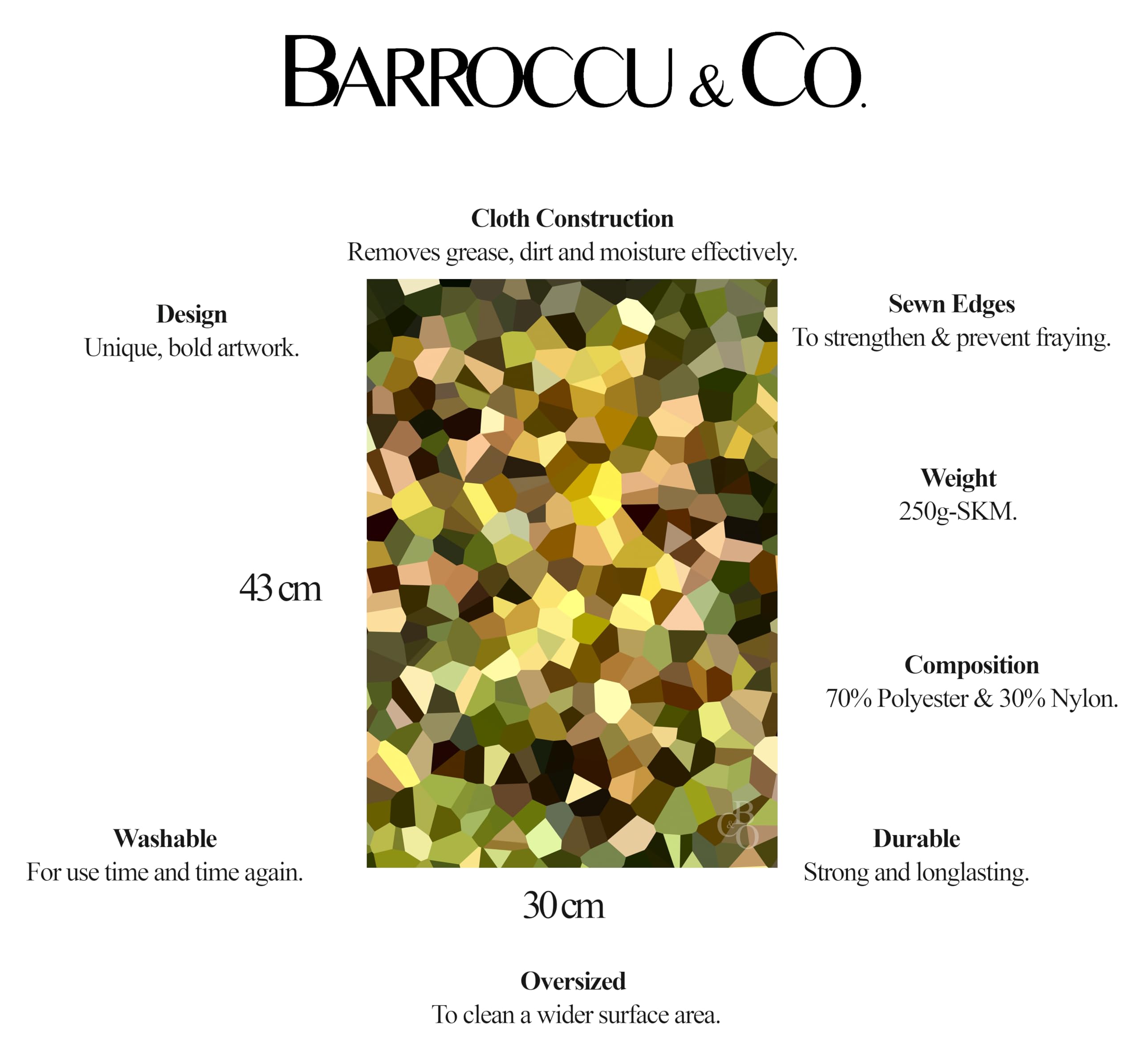 Barroccu & Co. Set 3 Panni Microfibra di LUSSO (43x30cm) – Collezione per Pulizia di Precisione Optica & Schermi – Anti-Graffio, Anti-Riflesso, Riutilizzabili