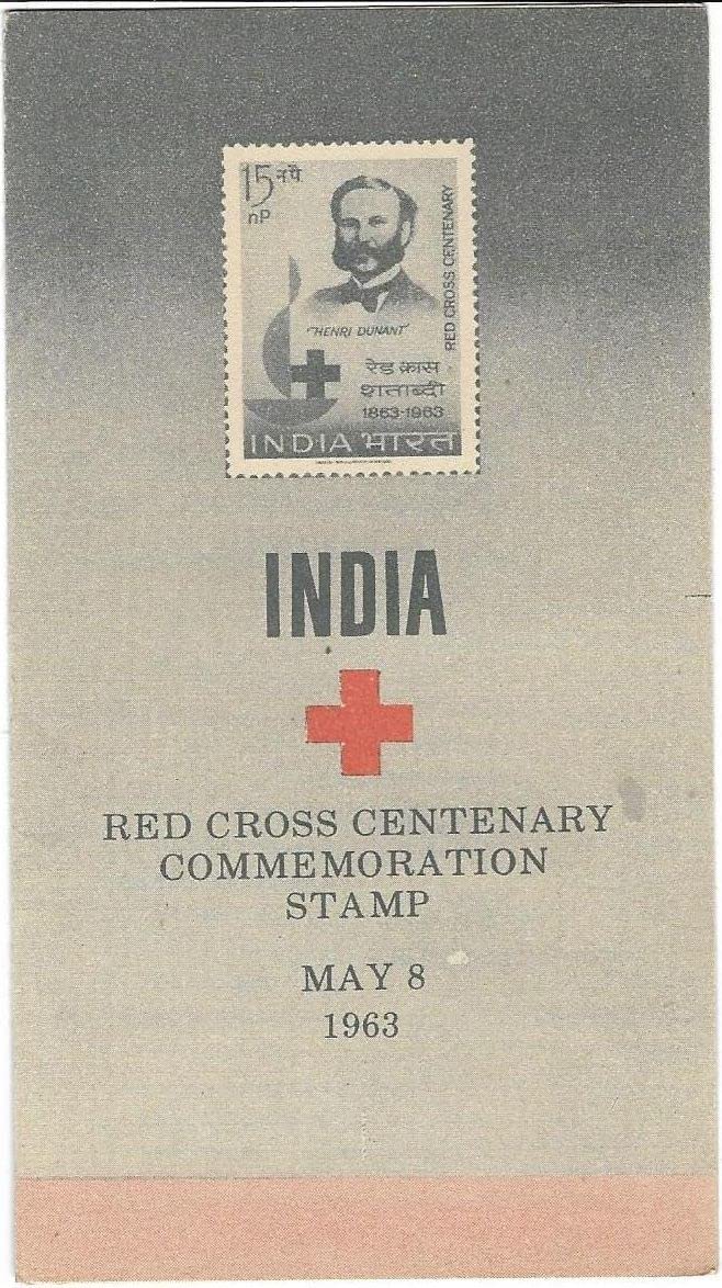 India 1963 Red Cross Centenary Henri Dunant Blank Folder # 499