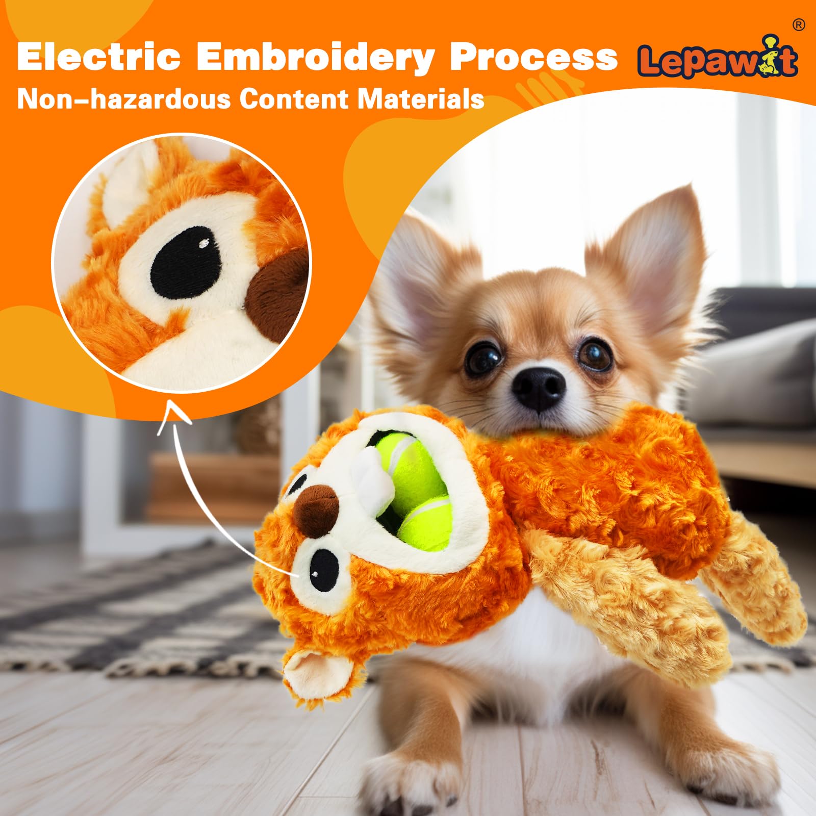 Juguetes chirriantes para perros, lindos juguetes interactivos para perros con dos bolas para perros pequeños, medianos y grandes