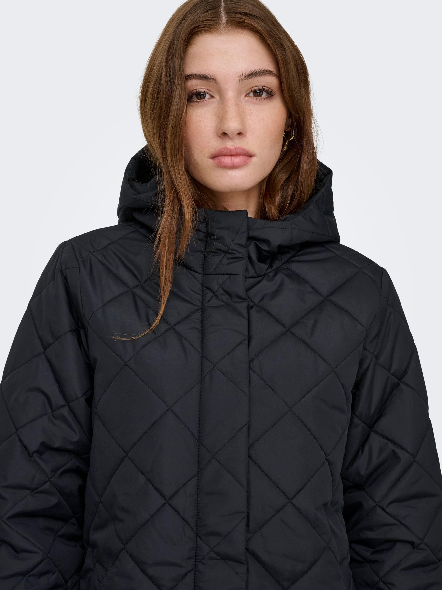 ONLY Quilted Hood Zip Coat Onljuliet Otw Noos-Cappotto Trapuntato con Cappuccio e Cerniera Donna