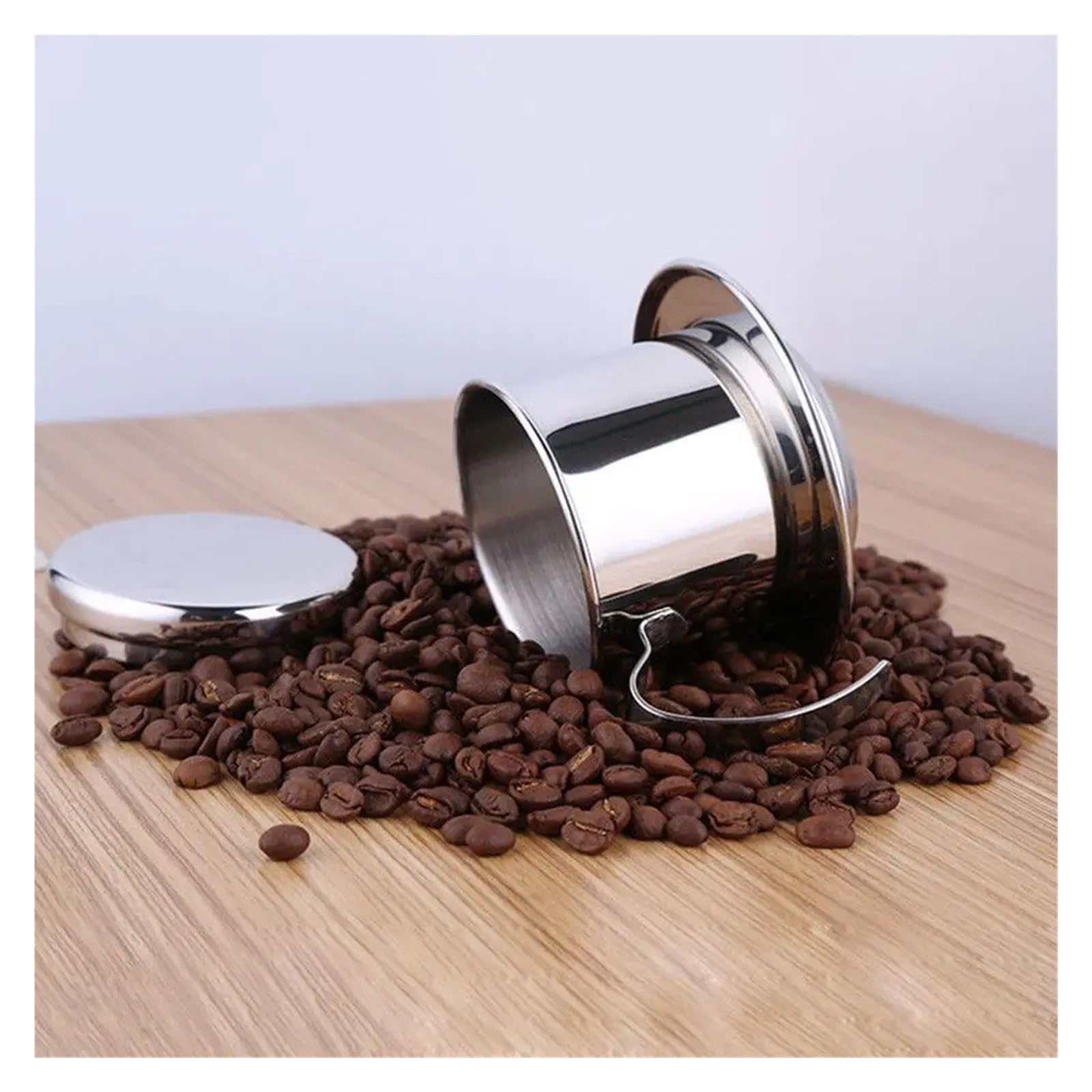 Edelstahl-Kaffeefilter, GUYTRM Kaffeefilter aus Edelstahl, vietnamesischer Kaffee, Phin, 50 ml, 100 ml, Silber, mehrere Größen(50ml)