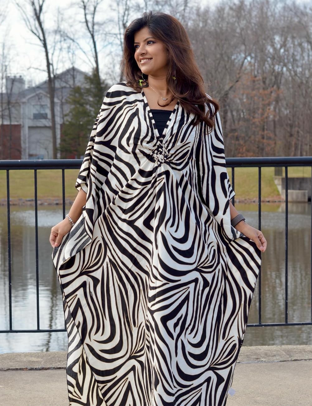 Bsubseach Maillot De Bain pour Femme Turc Kaftan Maillot De Bain Couvert De Plage Caftan Robes Longues | Jolie robe de maillot de bain à col en V et manches chauve-souris, taille unique, caftan Moo Moos