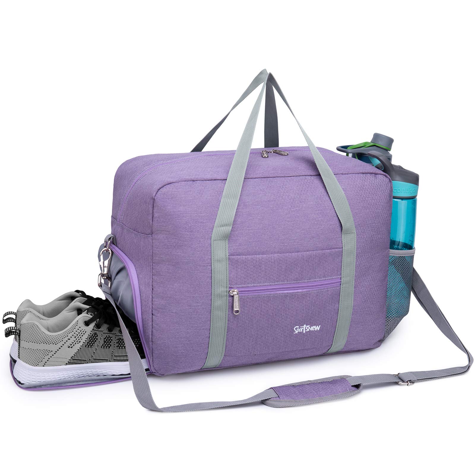 sportsnew Sports Gym Bag with Wet Pocket & Shoes Compartment, Travel Duffel Bag, Purple Small (16")