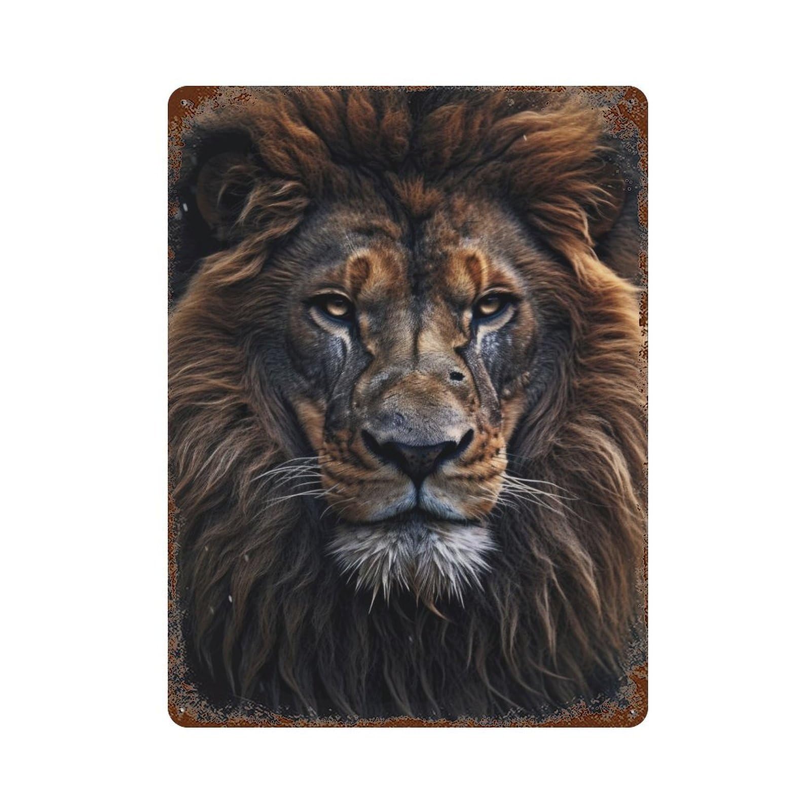 Garage Style Lion Closeup Face Vintage Metal Tin Sign 15.7"x11.8", Retro Wall Decor for Bar And Workshop