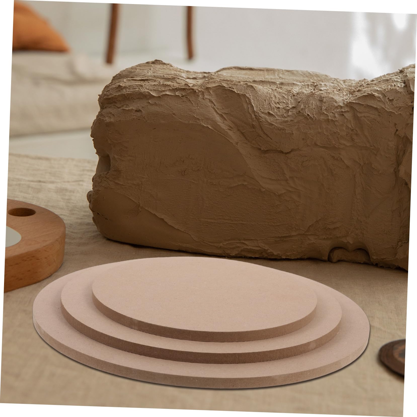 3 piezas Moldes de Apilables de Madera Comprimida para Escultura y Modelado de Arcilla Bases Redondas de Herramientas Versátiles para Proyectos de Alfarería y Manualidades