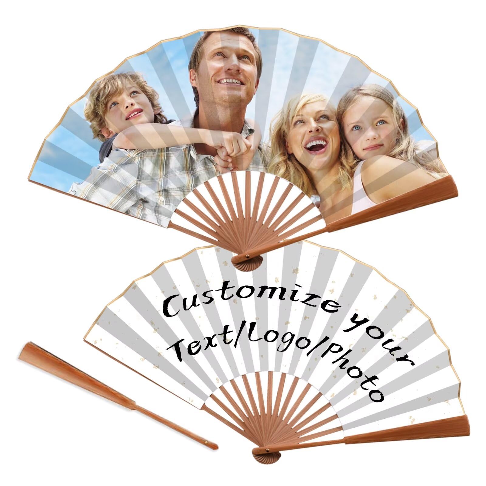 Personalized Folding Fans with your photo,1pcs Customized Folding Fans,Fans for Wedding Party Salon Concert Graduation,Customized Corporate Handheld Folding Fan