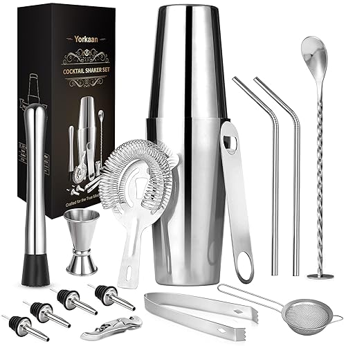 Shaker à Cocktail Set 750ml, 15 Pièces Kit Cocktail en