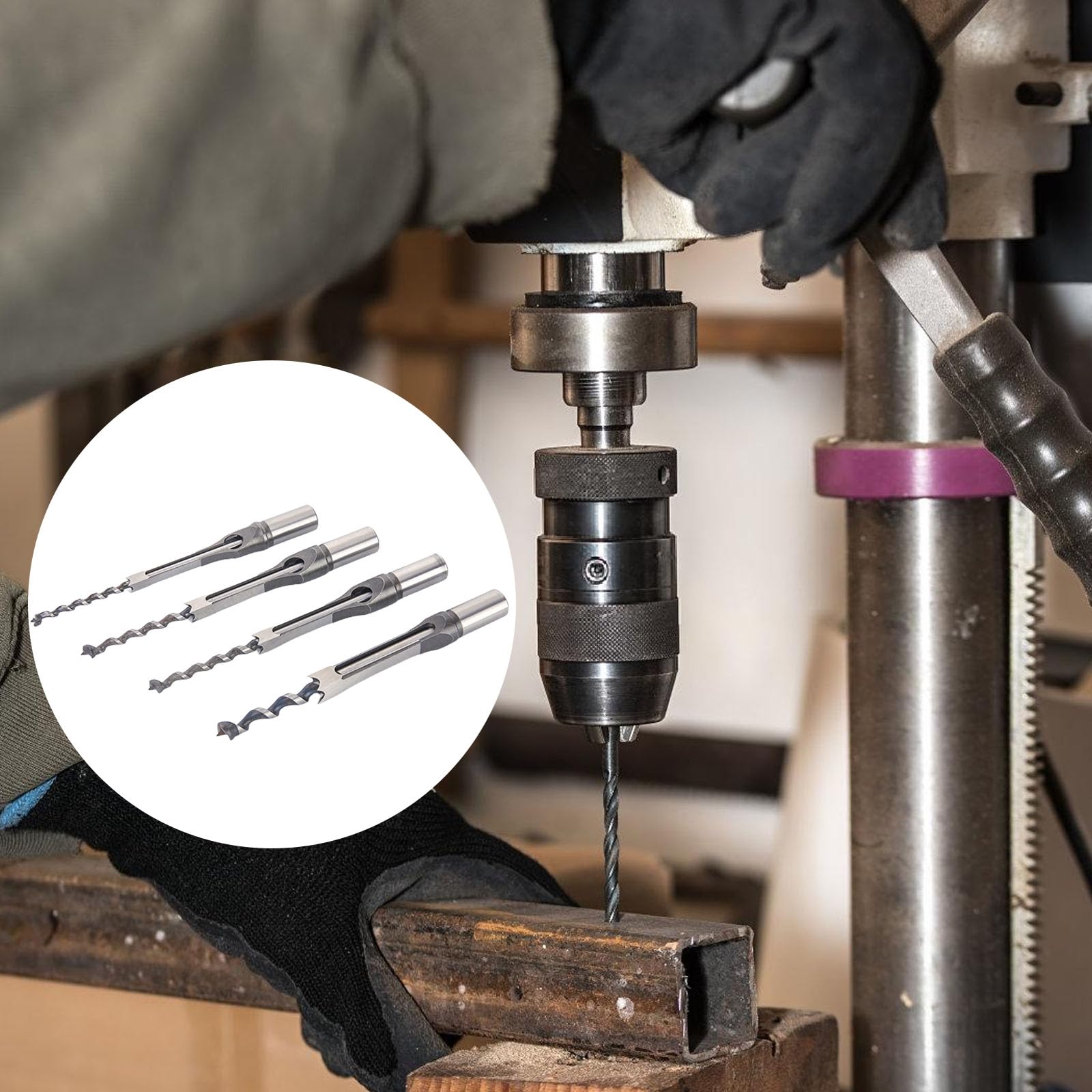 Lot de 4 burins à mortaise à trous carrés de tailles multiples adaptés pour le travail du bois précis et efficace les amateurs de bricolage à trou carré