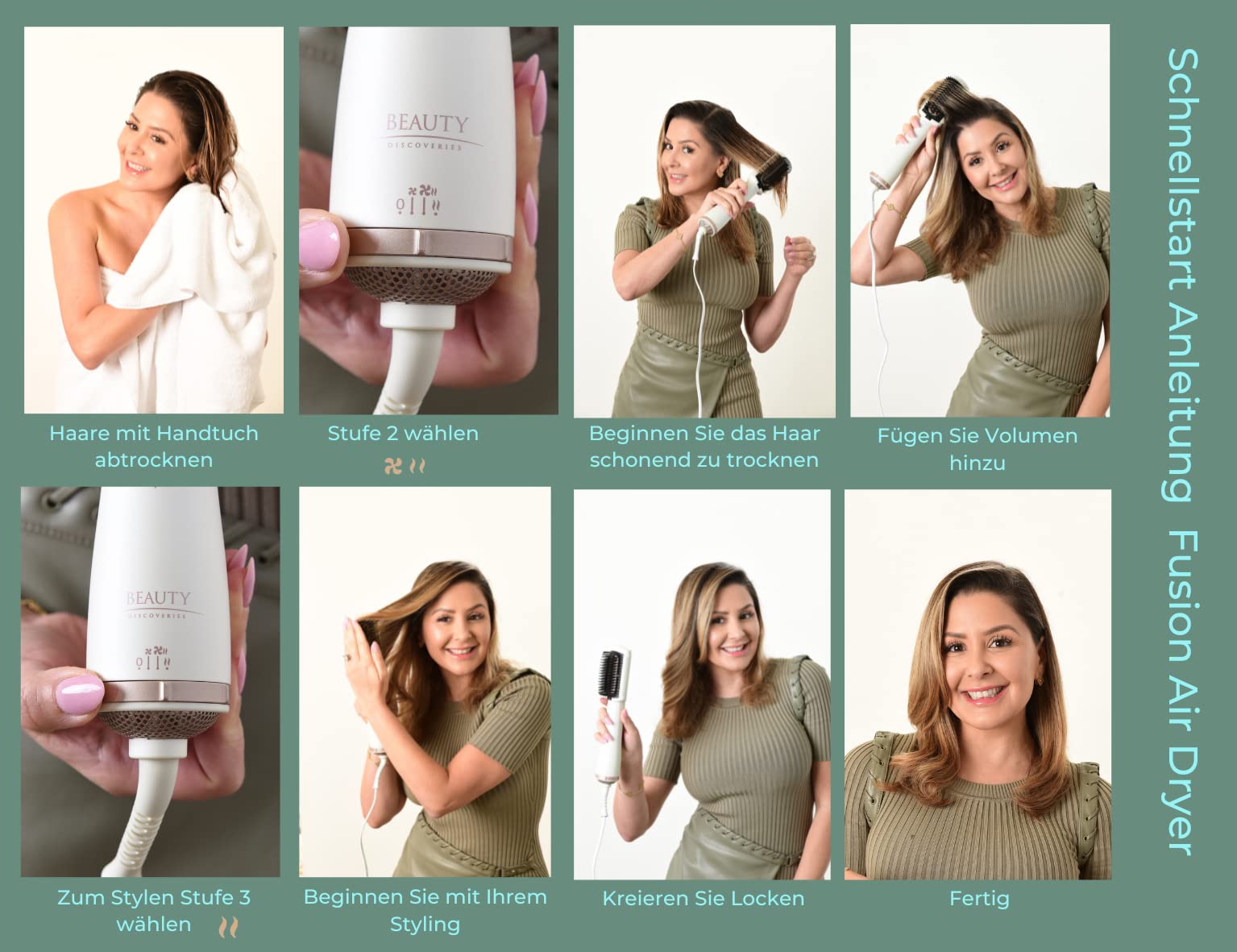 Fusion Air Dryer 4 in 1 Warmluftbürste mit einzigartiger Technologie Haare schneller und schonender trocknen, stylen und pflegen
