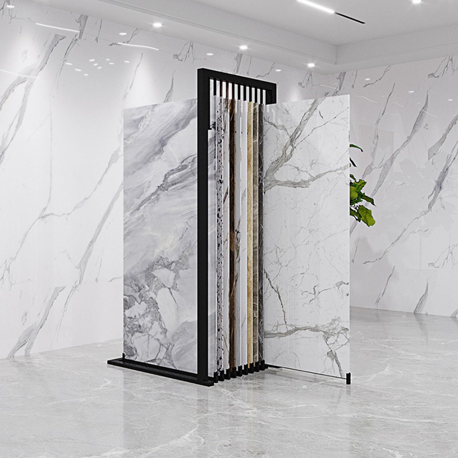 YNBSHGAA Ceramic Tile Display Stand, Freestanding Wooden Floor Sample Holder for Showrooms, Exhibitions, Retail Racks,8-size_name-L77.5*W68*H79cm