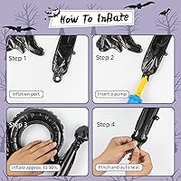 Vista 7 de Kit de arco de guirnalda de globos de Halloween, 144 globos de calavera negra, morada, plateada, globos de Halloween y globo de aluminio