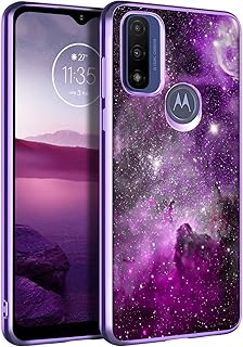 BENTOBEN Moto G Pure Case (2021), Glow in The Dark Slim Fit Hybrid Hard PC Soft TPU Bumper Anti Slip Shockproof Protective Girls Women Man Phone Cases Cover for Moto G Pure 2021, Purple Nebula